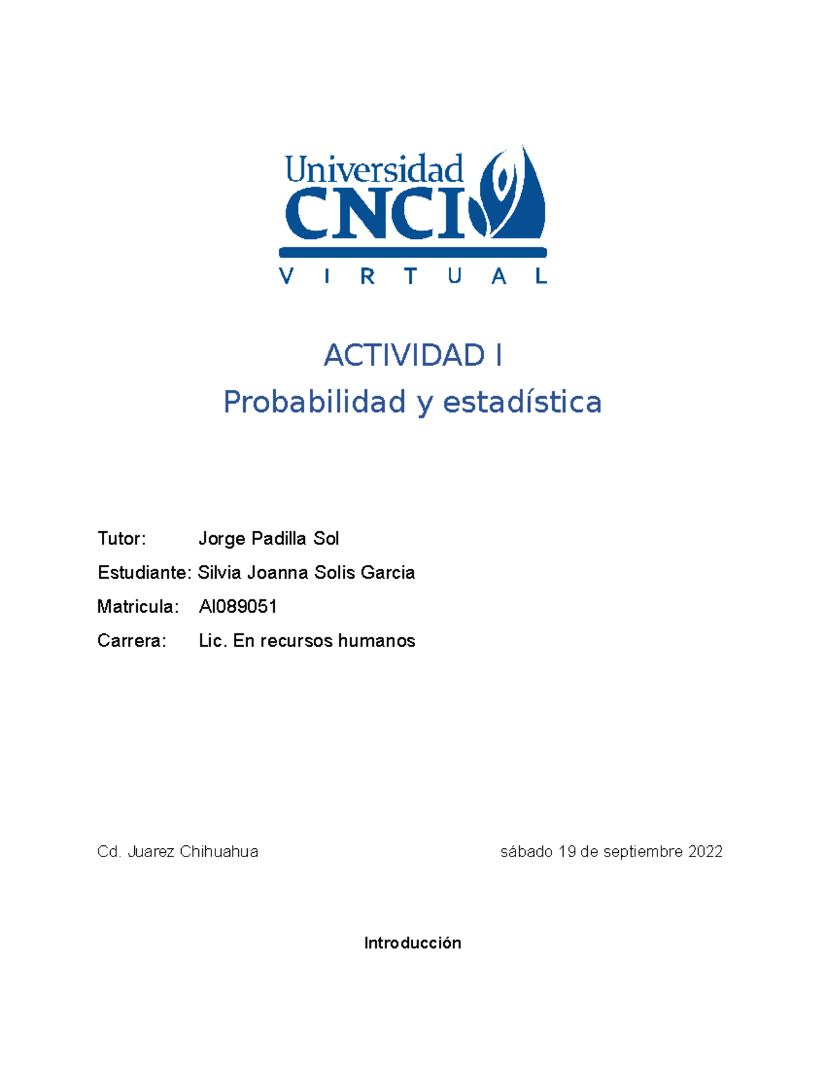 Actividad L Probabilidad Y Estadistica - ACTIVIDAD I Probabilidad Y ...