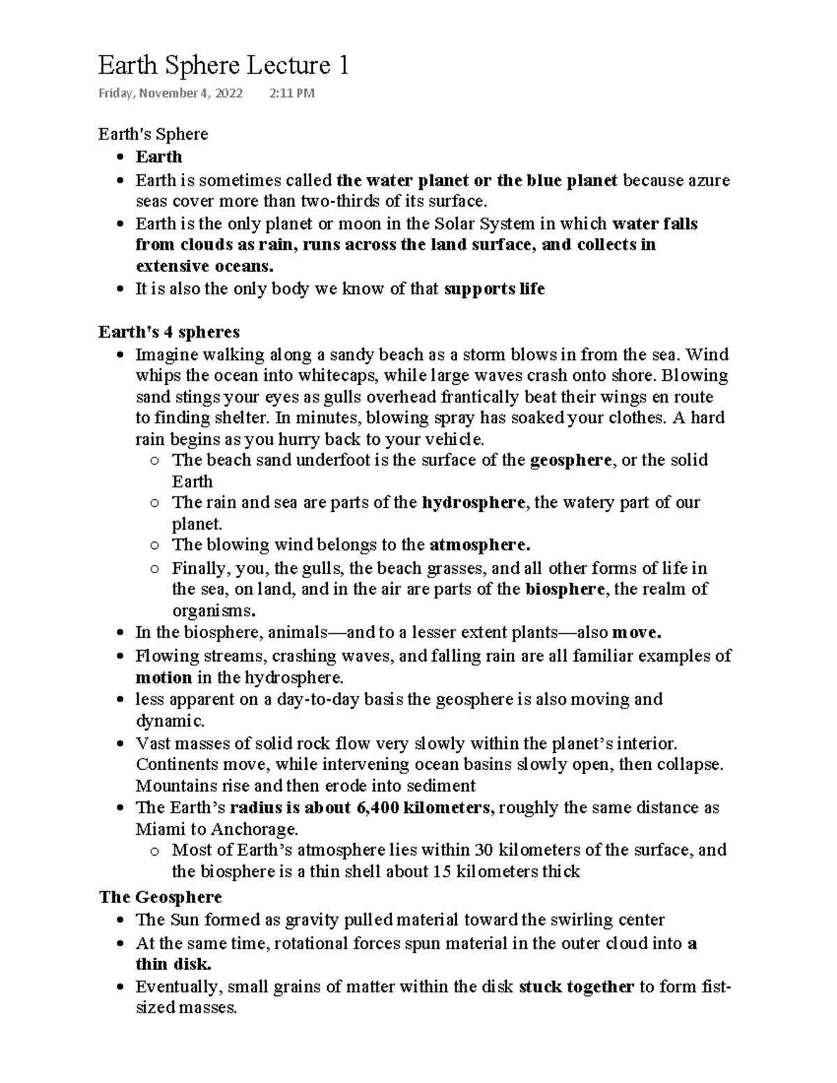 Earth's Sphere 1 Teacher Thomas Smith Earth's Sphere Earth Earth is