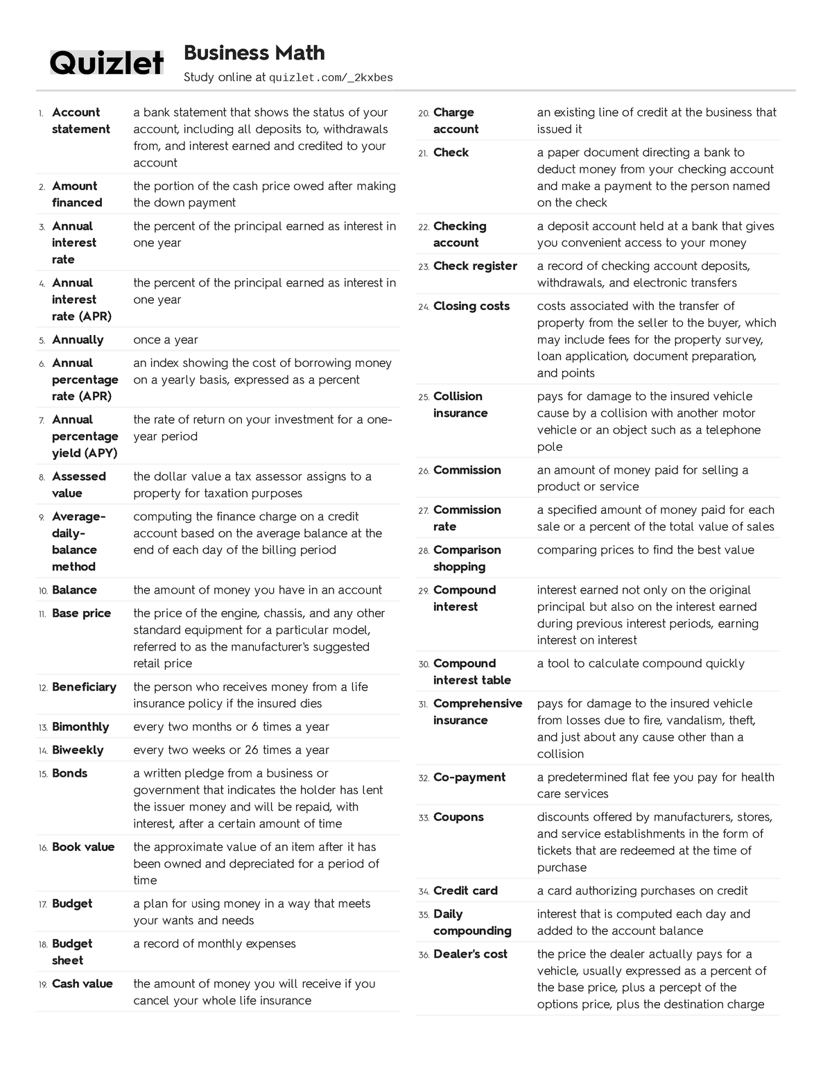 Quizlet - afteafa - Account statement a bank statement that shows the ...