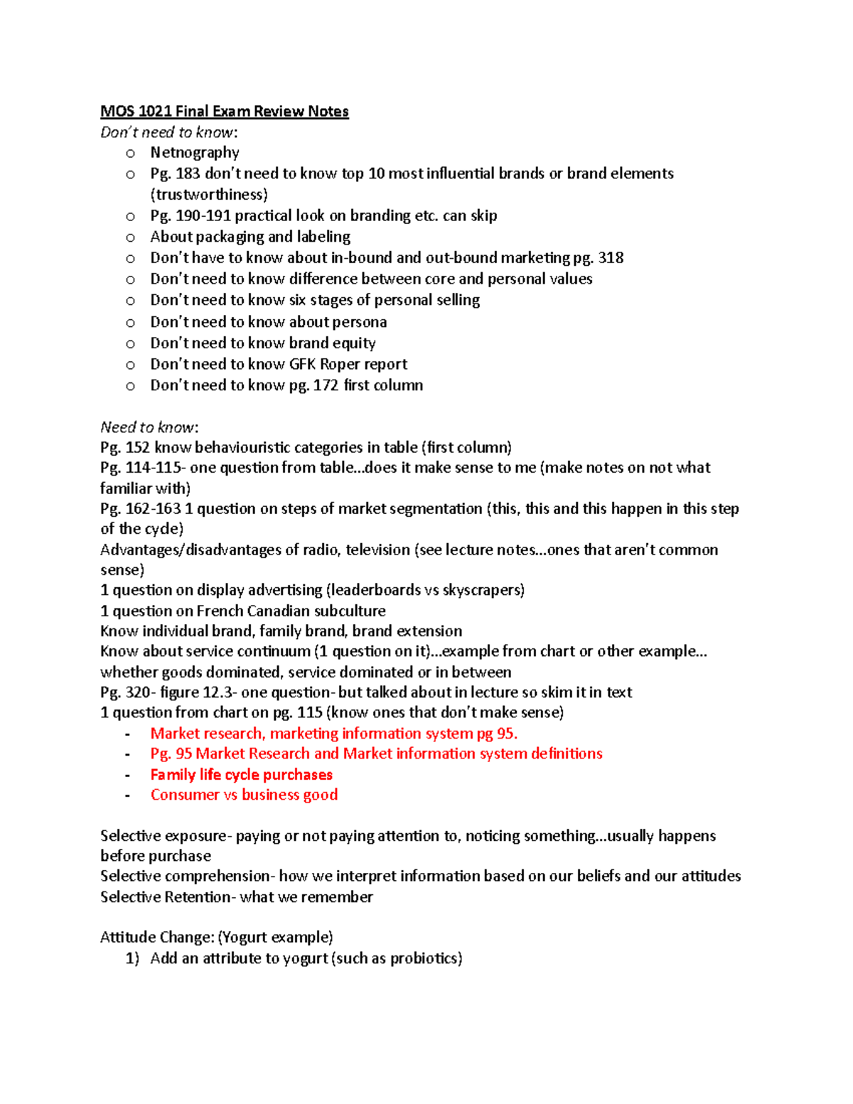 MOS 1021 Final Exam Review Notes - MOS 1021 Final Exam Review Notes Don ...