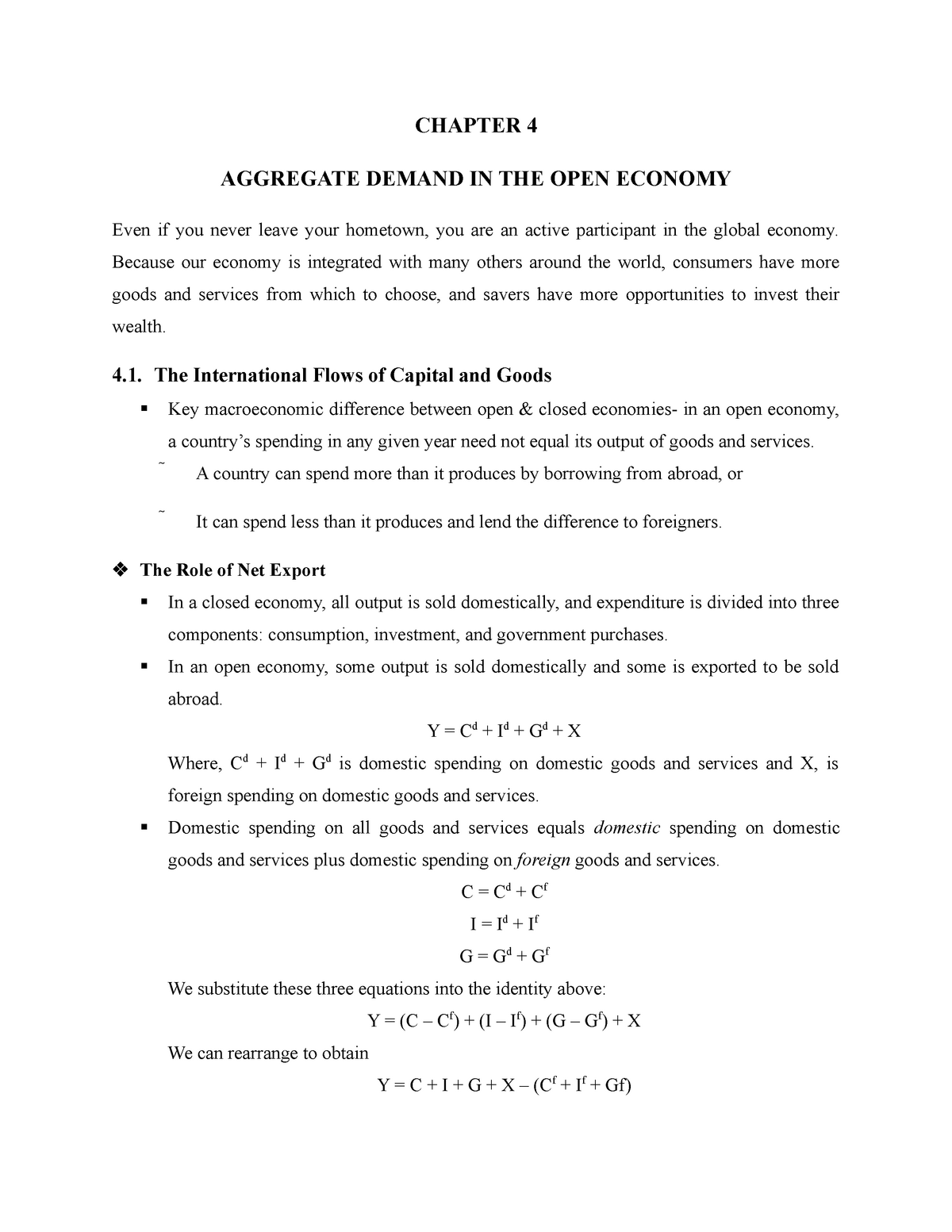 Chapter 4 Aggregate Demand In The Open Economy Chapter 4 Aggregate