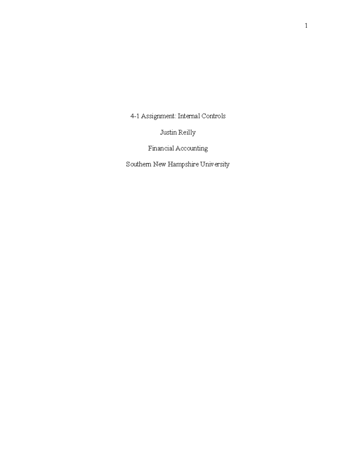 4-1 Internal Controls - AFSFAFV - 1 4-1 Assignment: Internal Controls ...