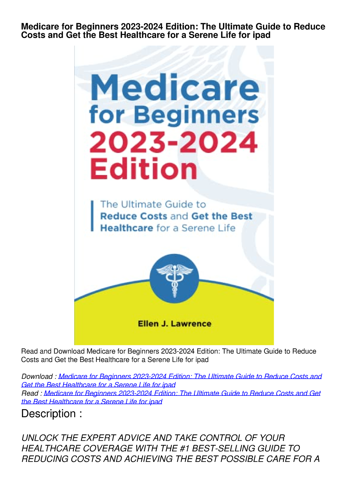 READ Medicare For Beginners 2023-2024 Edition: The Ultimate Guide To ...