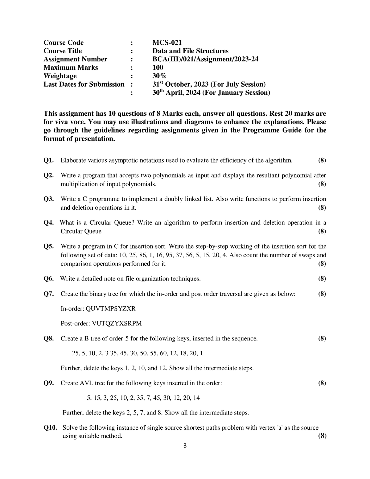 MCS-021 Solved Assignment - Bachelor Of Computer Application - Studocu