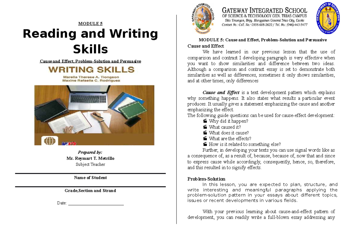 Reading and Writing Skills Module 5/ School Year 20212022/ From