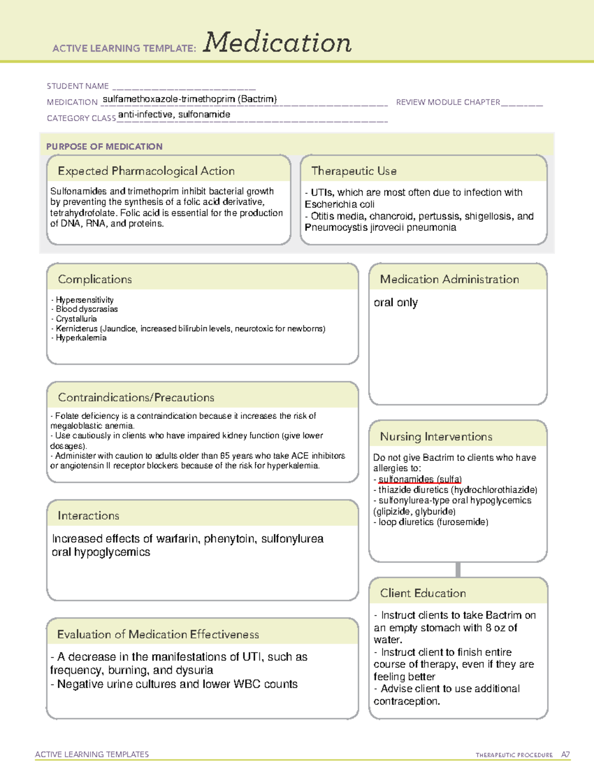 Sulfamethoxazoletrimethoprim (Bactrim) Warning Popup annotation has