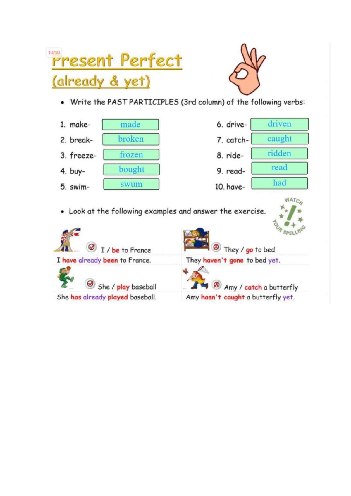 Present Perfect with already and yet - English Assessment - Studocu