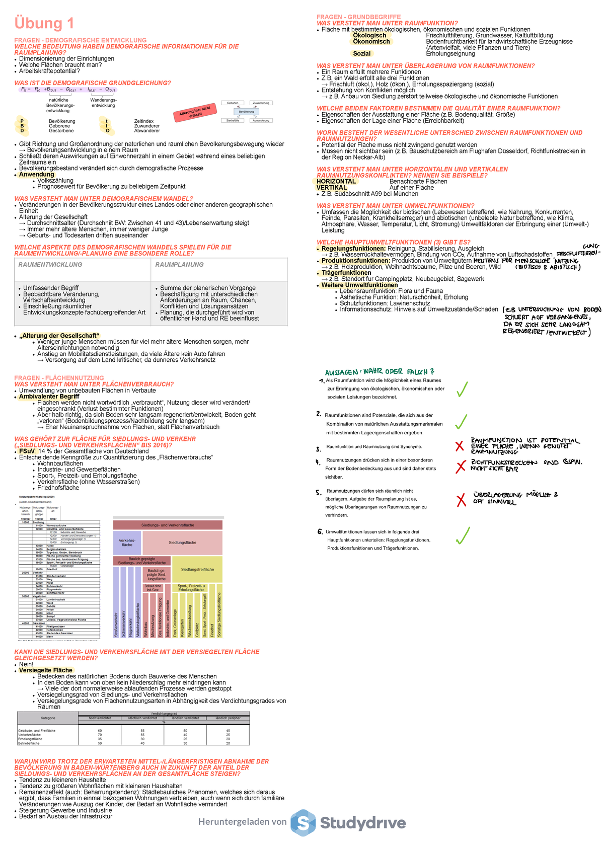 Übung 1, Raum- Und Umweltplanung - Übung 1 FRAGEN - DEMOGRAFISCHE ...