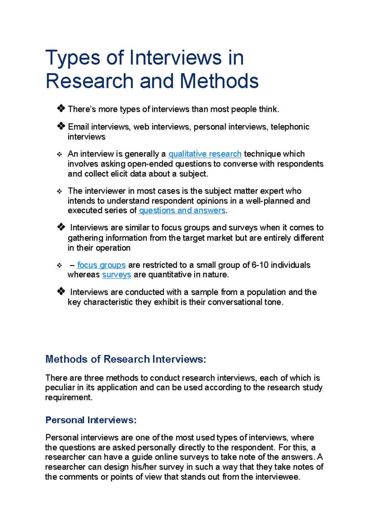 interviews types in research