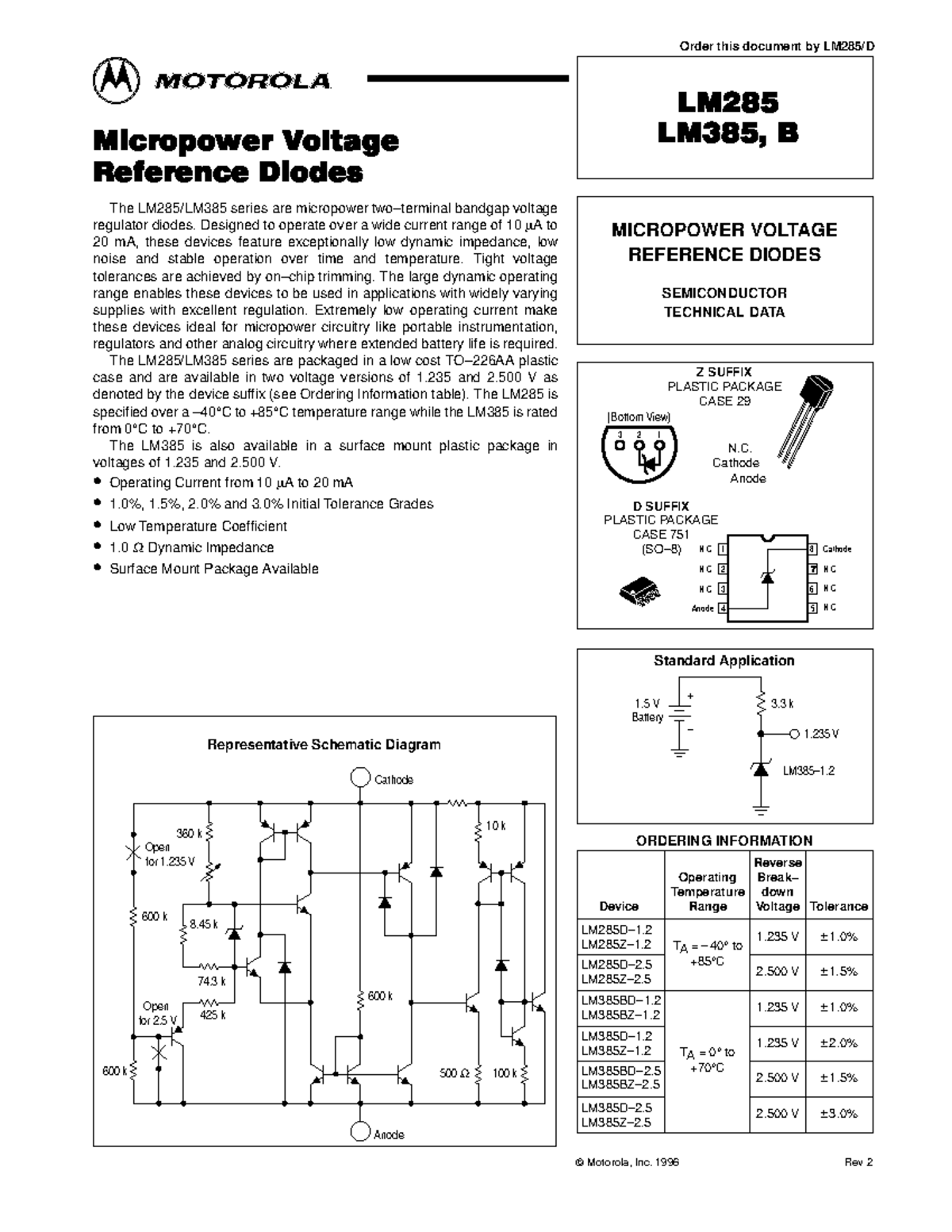 LM285 - Datenblatt - SEMICONDUCTOR TECHNICAL DATA MICROPOWER VOLTAGE ...