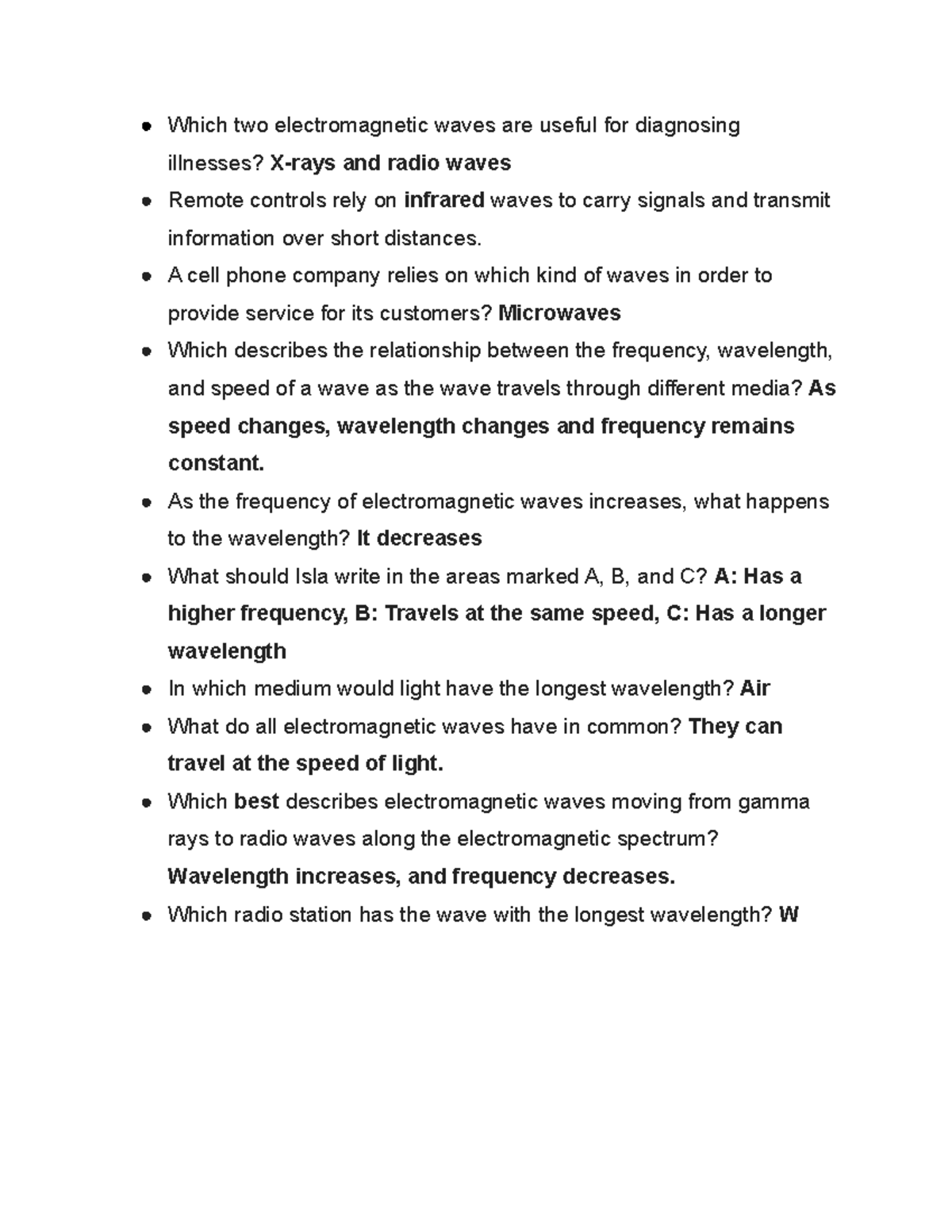 Waves Quiz Which two waves are useful