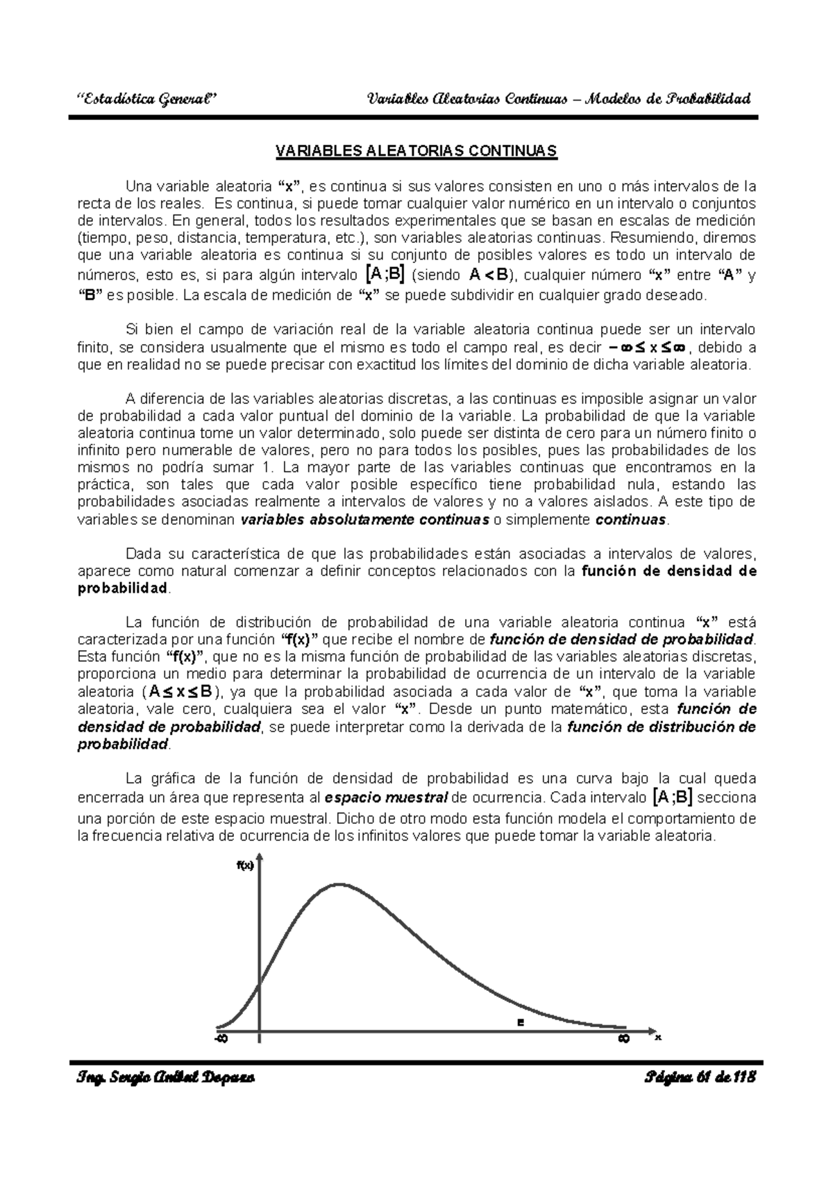 4 - Estadística General - Distribuciones o Modelos Continuos ...
