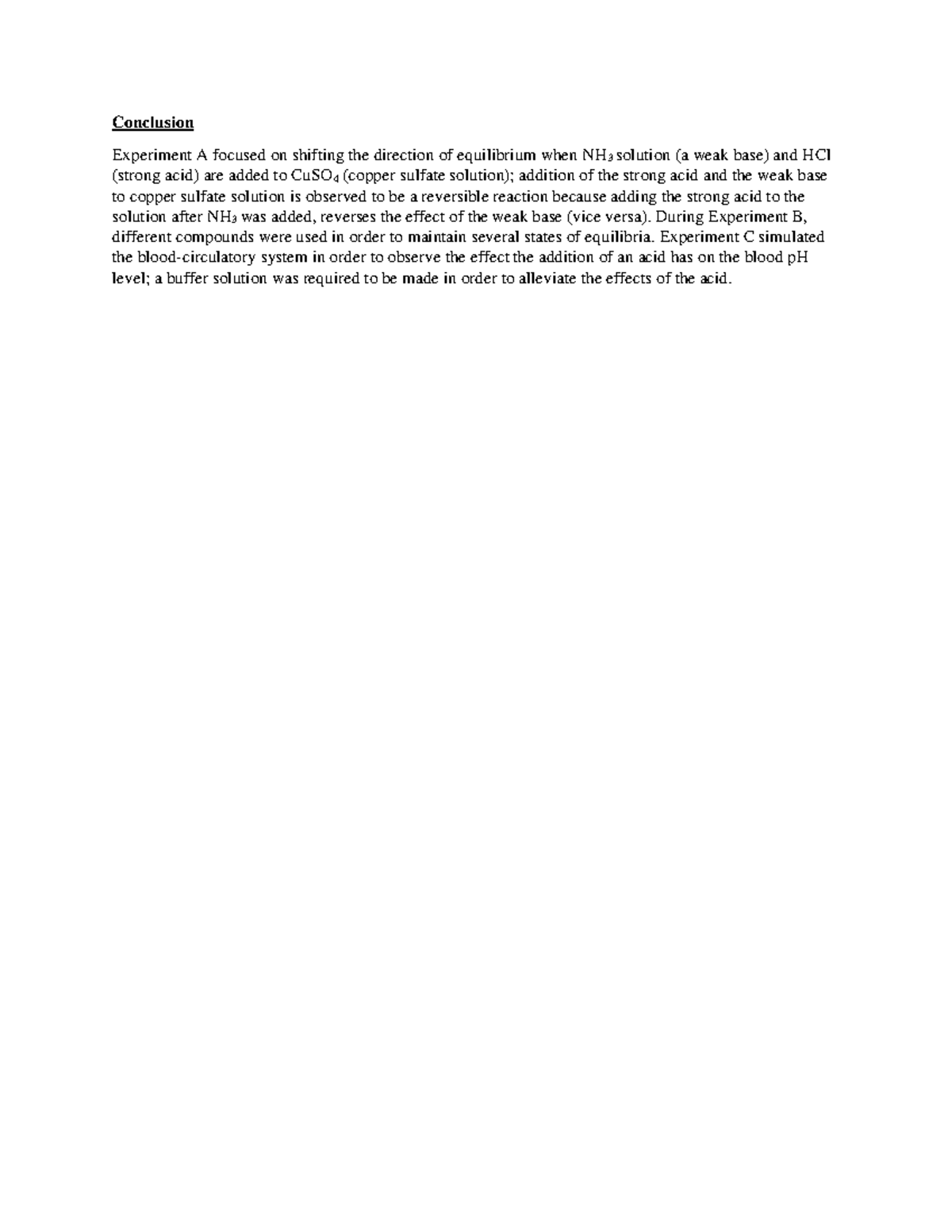LAB. 3 - Equilibria Conclusion - Conclusion Experiment A focused on ...