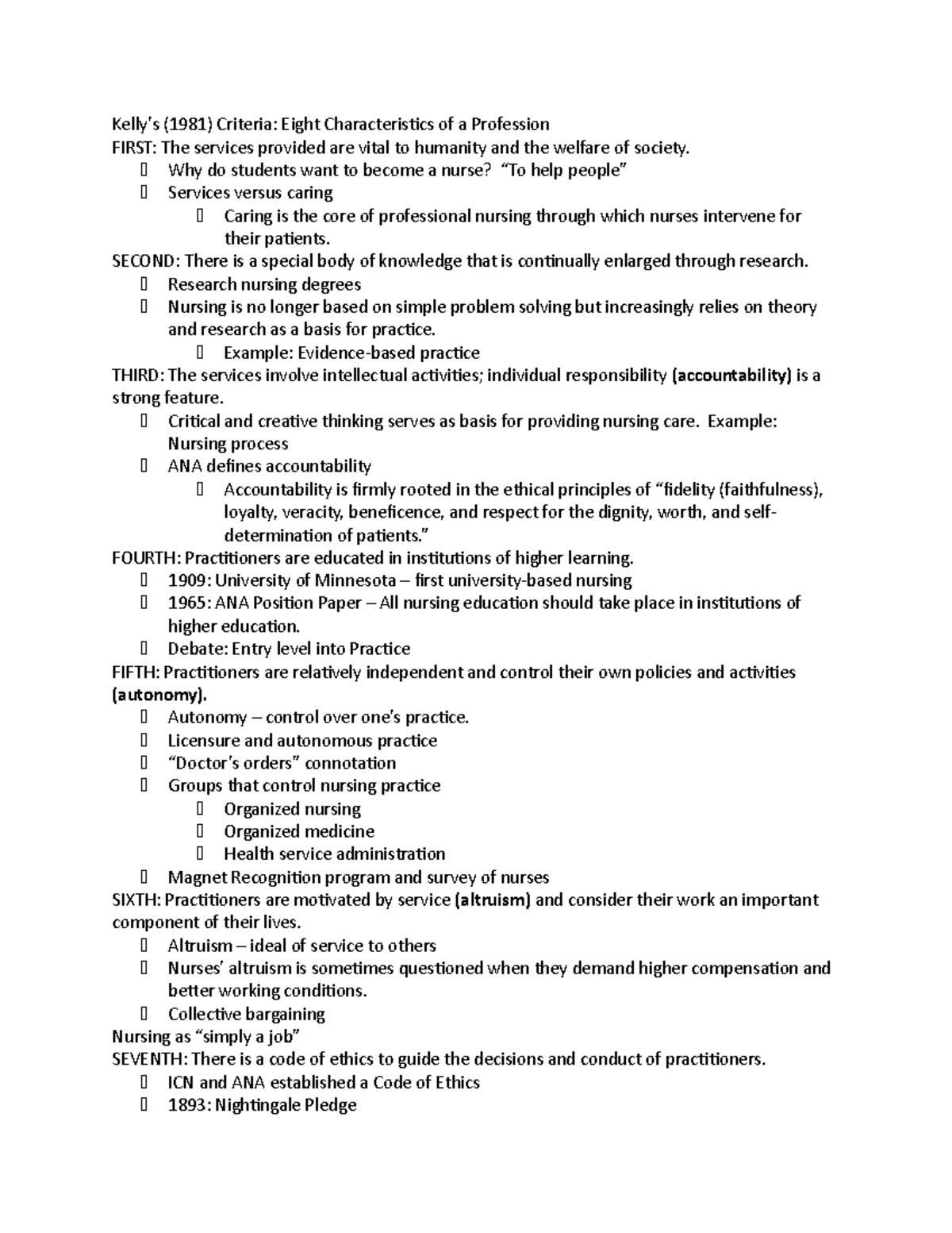 Chapter 3 (Nurs 333) Part 4 - Kelly’s (1981) Criteria: Eight ...