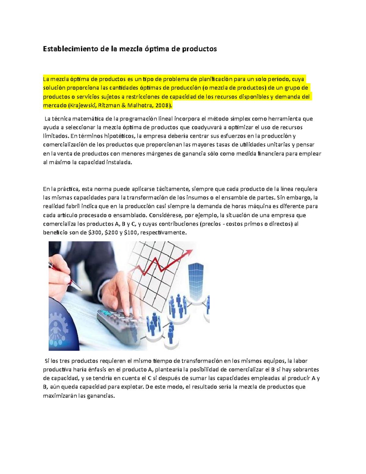 Exposicion grupo 4 Establecimiento de la mezcla óptima de productos