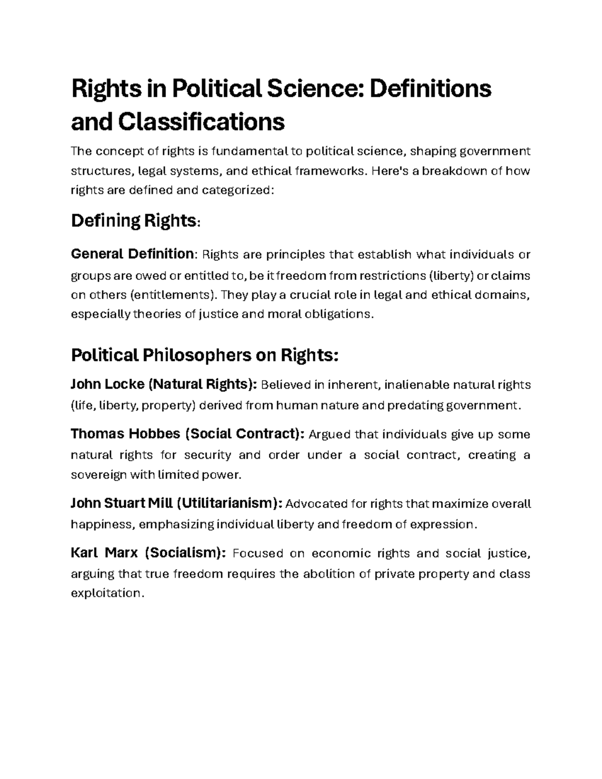 Rights in Political Science - Here's a breakdown of how rights are ...