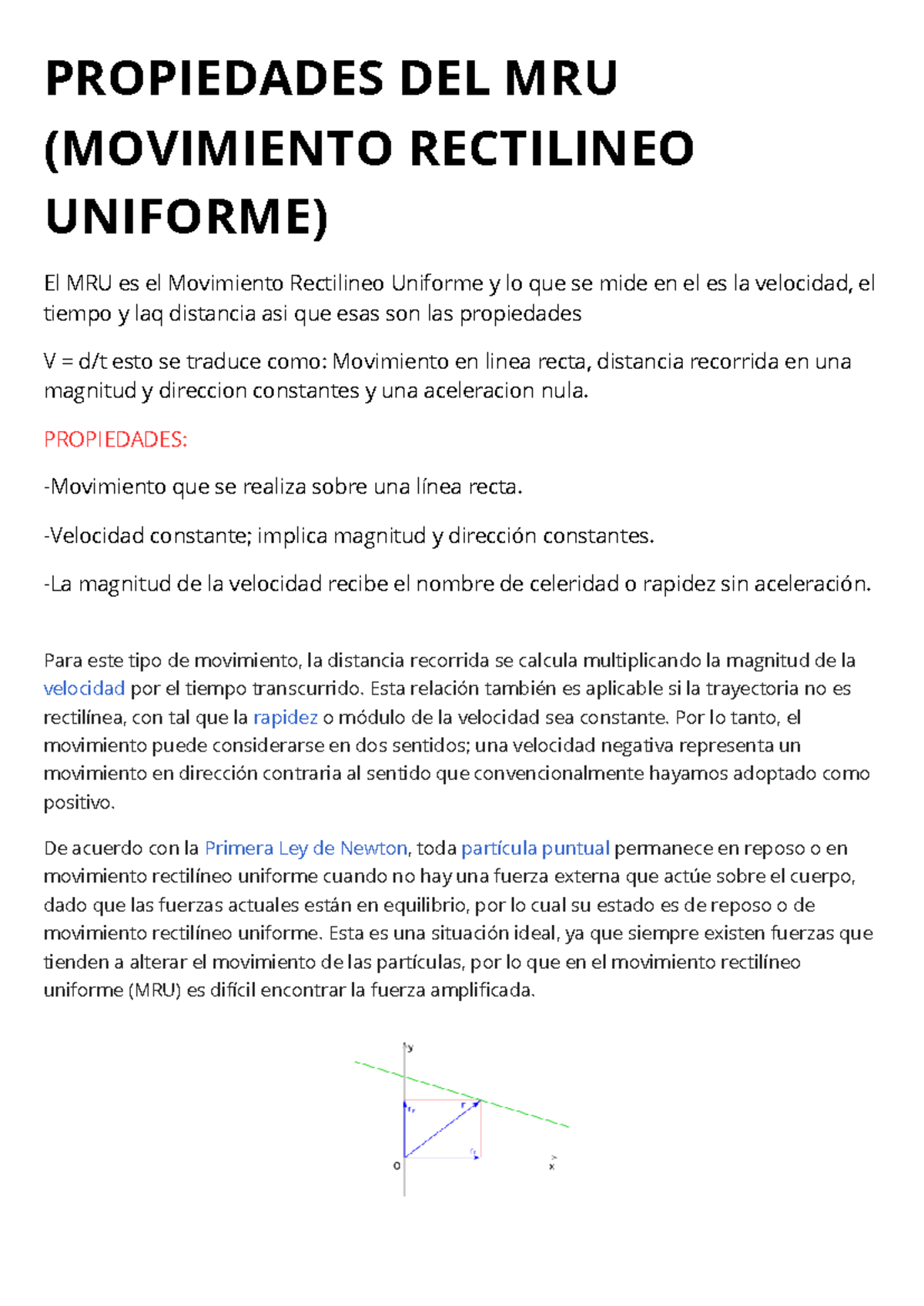 Propiedades DEL MRU ( Movimiento Rectilineo Uniforme) - PROPIEDADES DEL ...