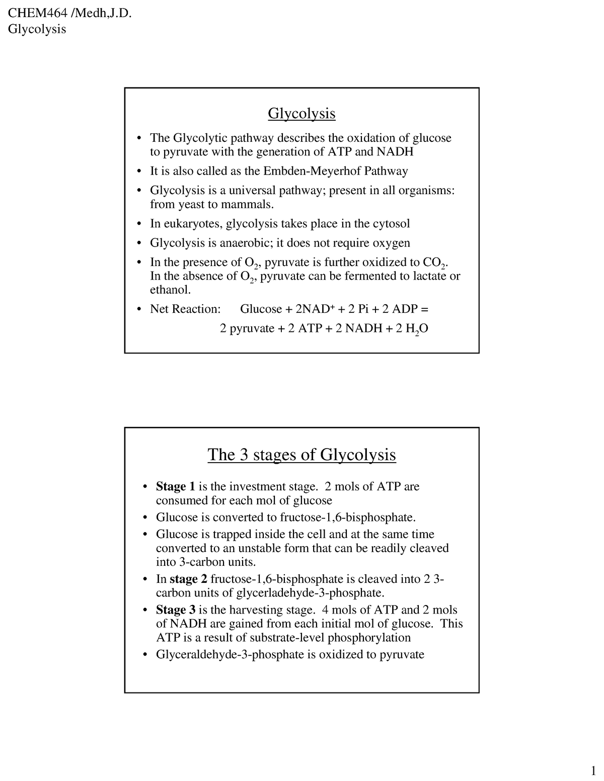 Glycolysis - Lecture Notes - Glycolysis Glycolysis The Glycolytic ...