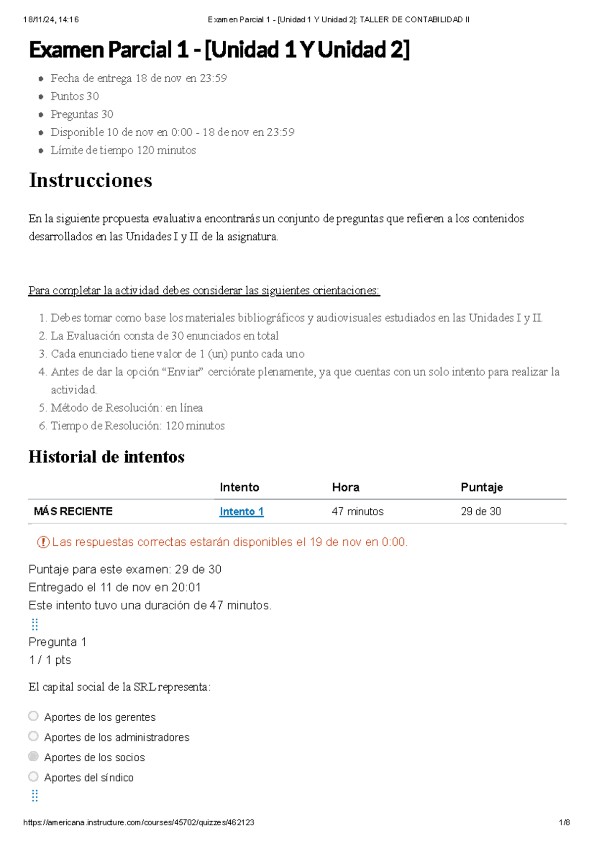 Examen Parcial 1 - [Unidad 1 Y Unidad 2] Taller DE Contabilidad II ...