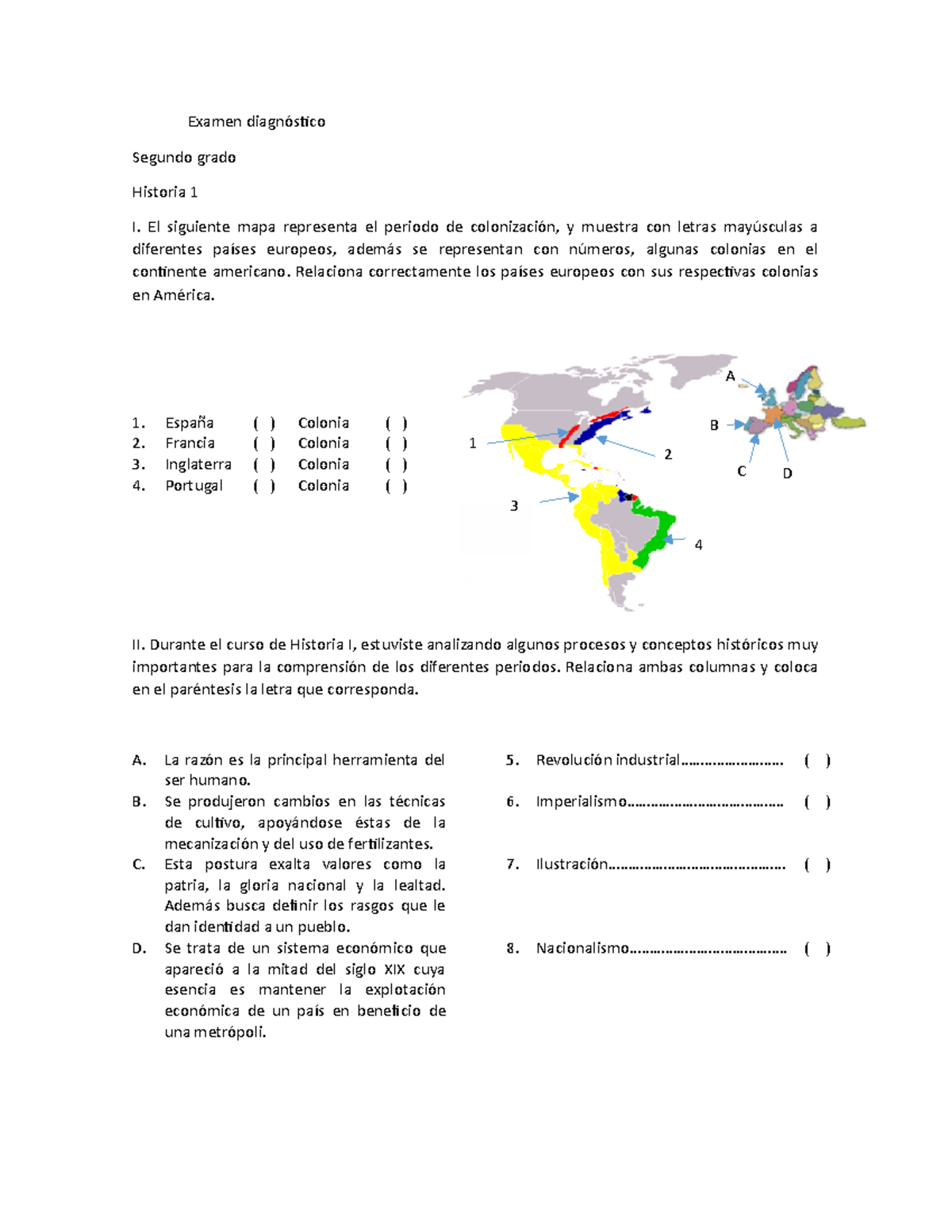 Examen Diagnóstico Historia 1° - Examen Diagnóstico Segundo Grado ...