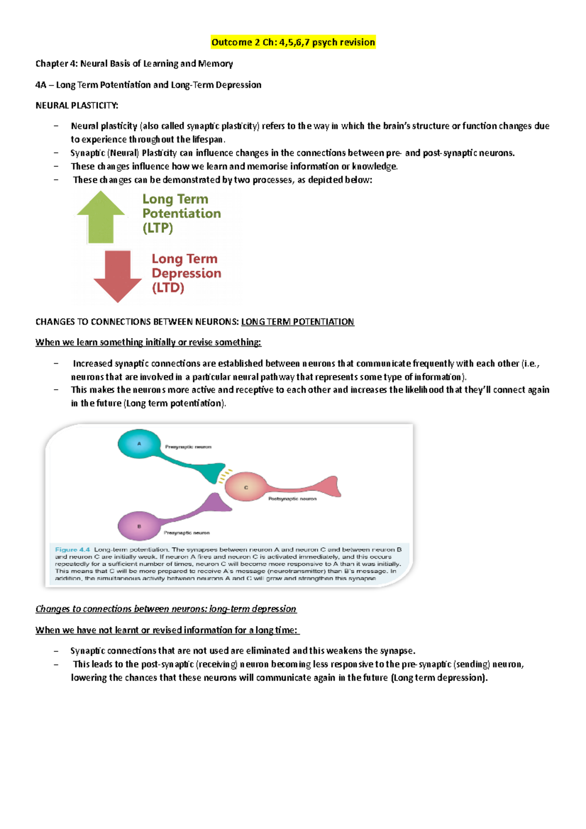 Outcome 2 Ch - Detailed Notes - Outcome 2 Ch: 4,5,6,7 Psych Revision ...