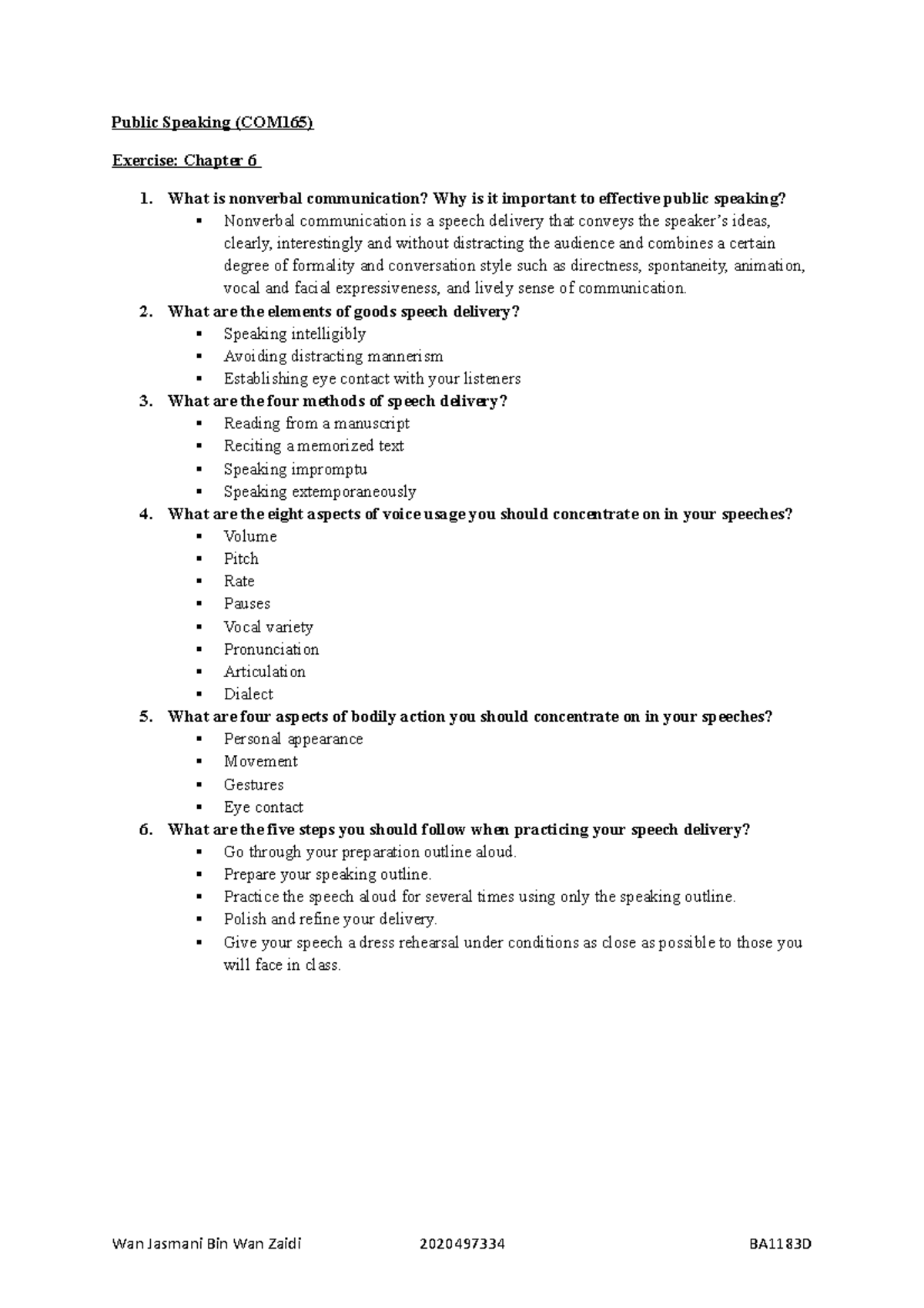 public speaking assignment 6 solutions