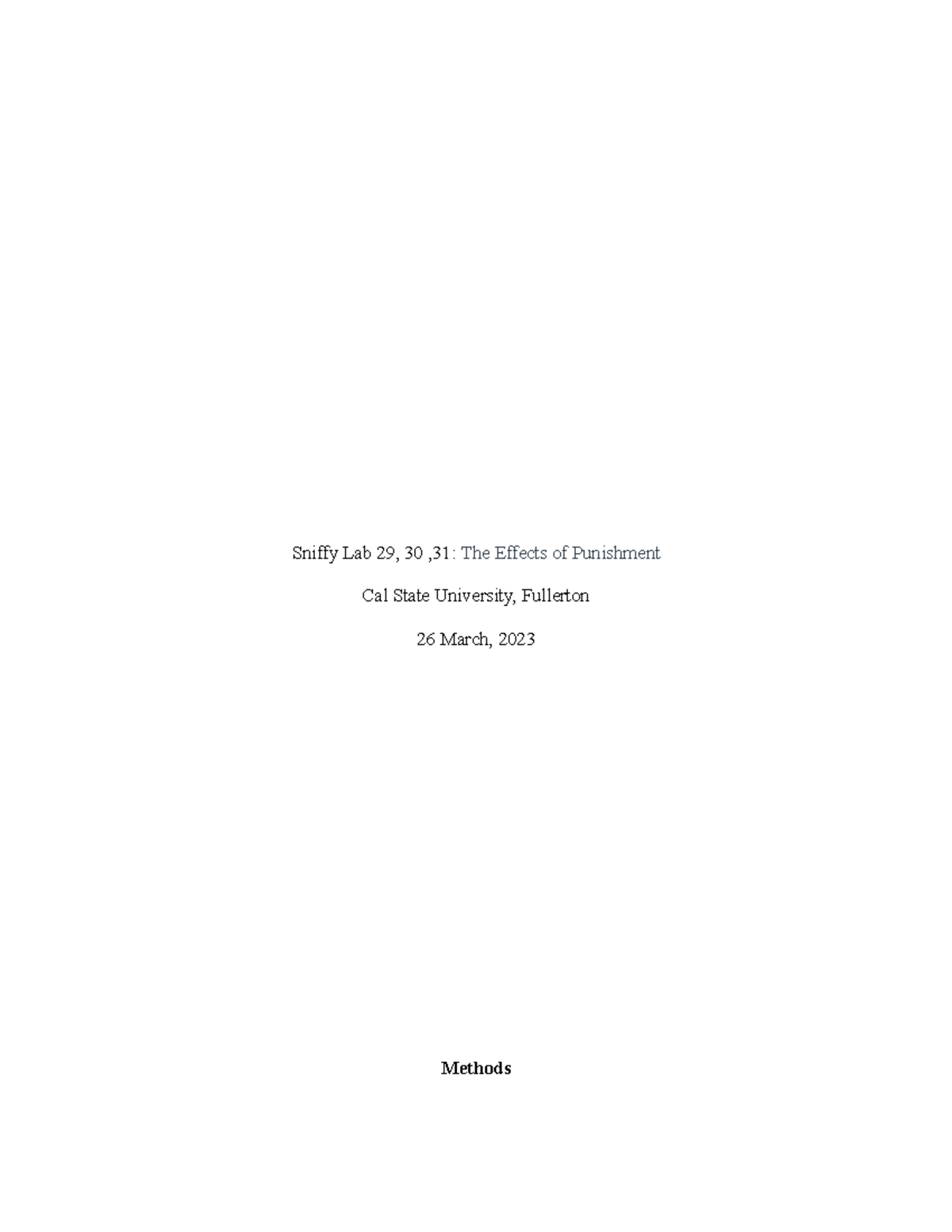 Sniffy Lab 4-2 - Sniffy Lab 29, 30 ,31: The Effects of Punishment Cal ...