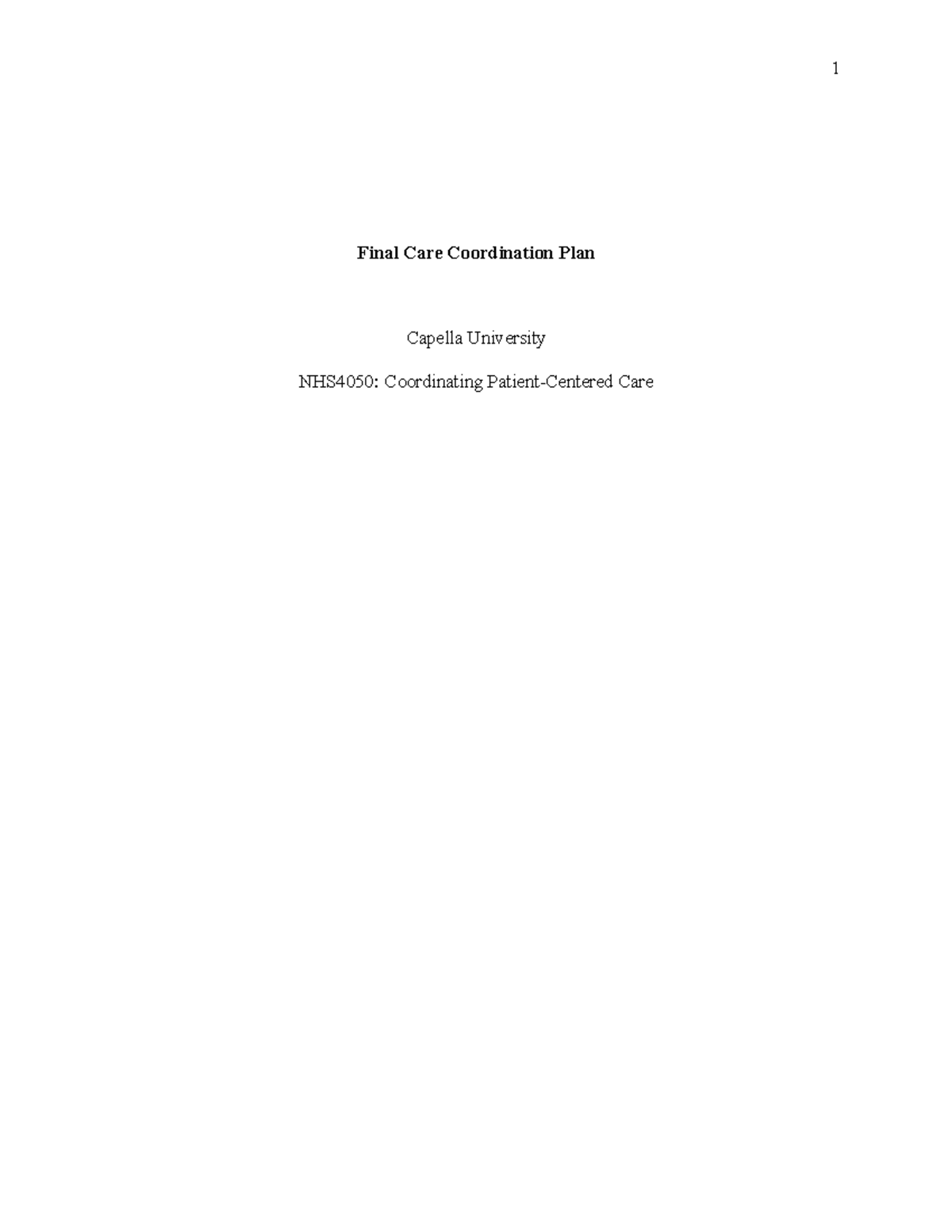 Final care coordination plan - Final Care Coordination Plan Capella ...