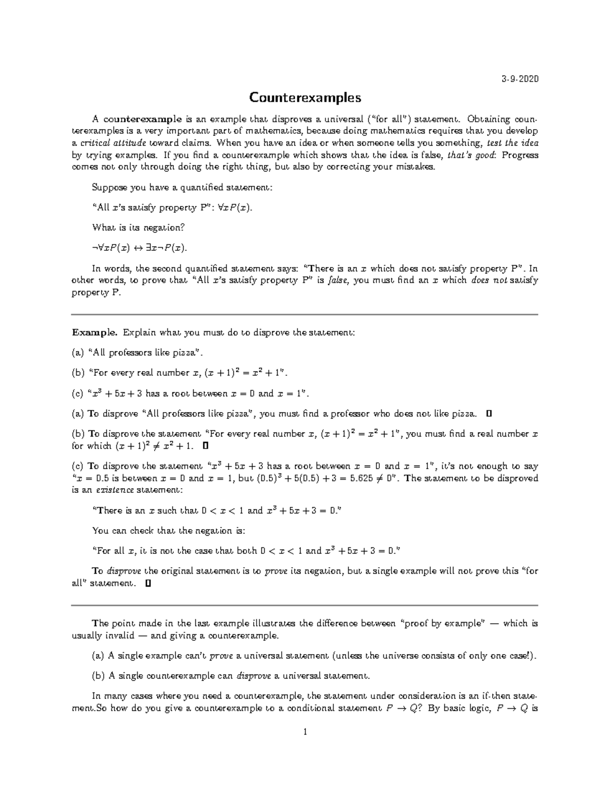 Counterexamples - ....... - 3-9- Counterexamples A counterexample is an ...