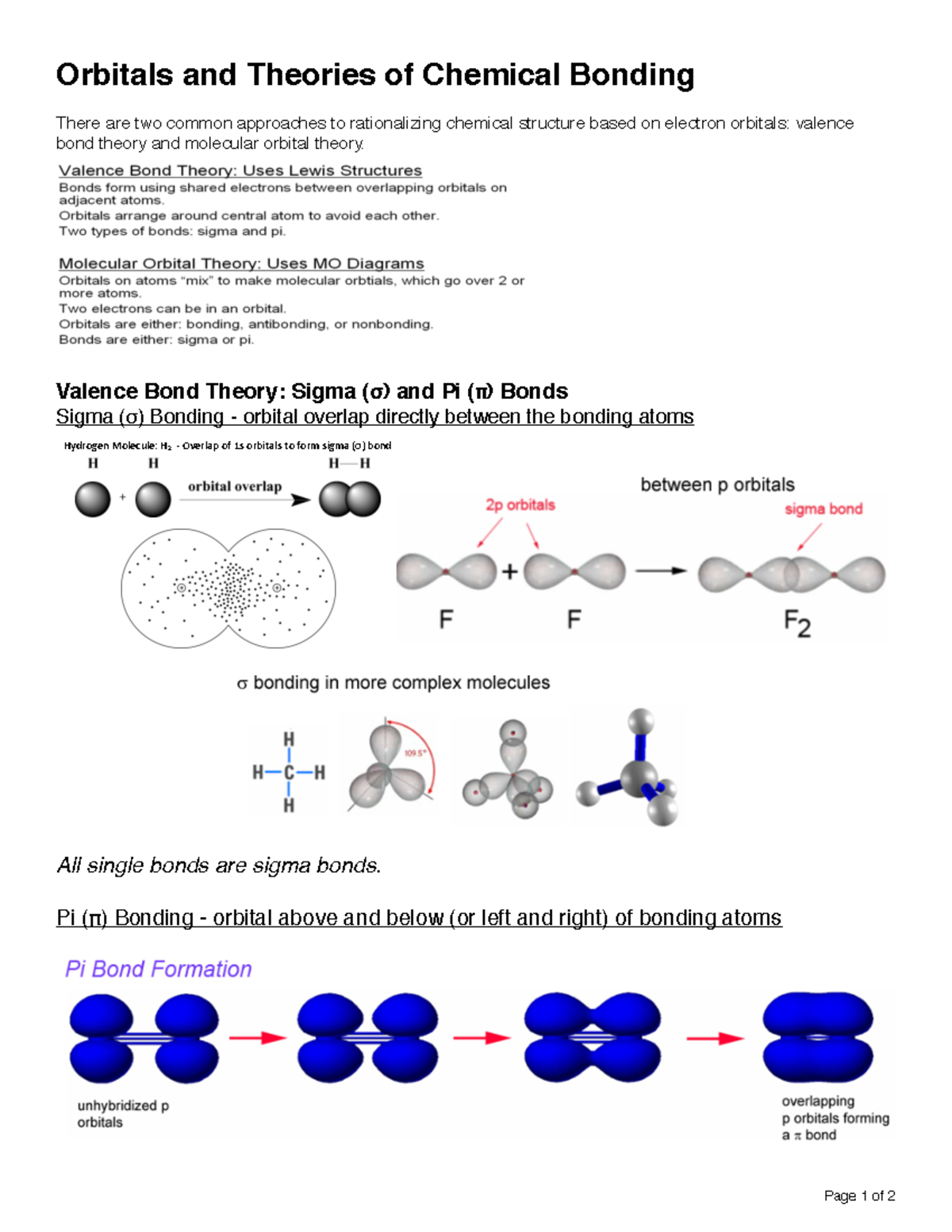 VB Theory Handout - VSEPR - Orbitals And Theories Of Chemical Bonding ...