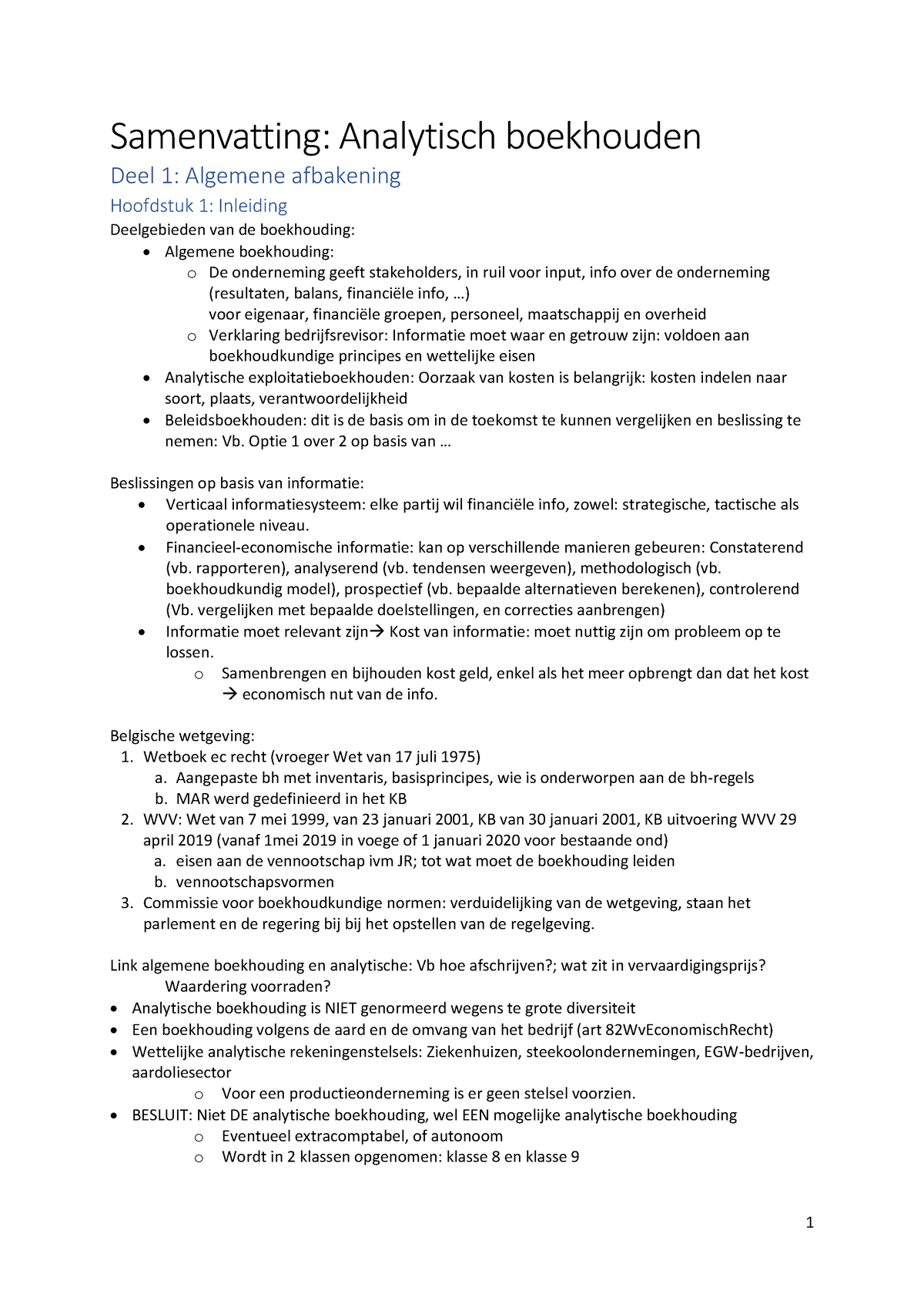 Samenvatting Analytisch Boekhouden Volledige Cursus - Samenvatting ...