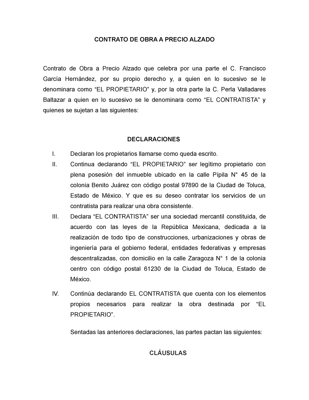 Contrato De Obra A Precio Alzado Contrato De Obra A Precio Alzado Contrato De Obra A Precio 9450