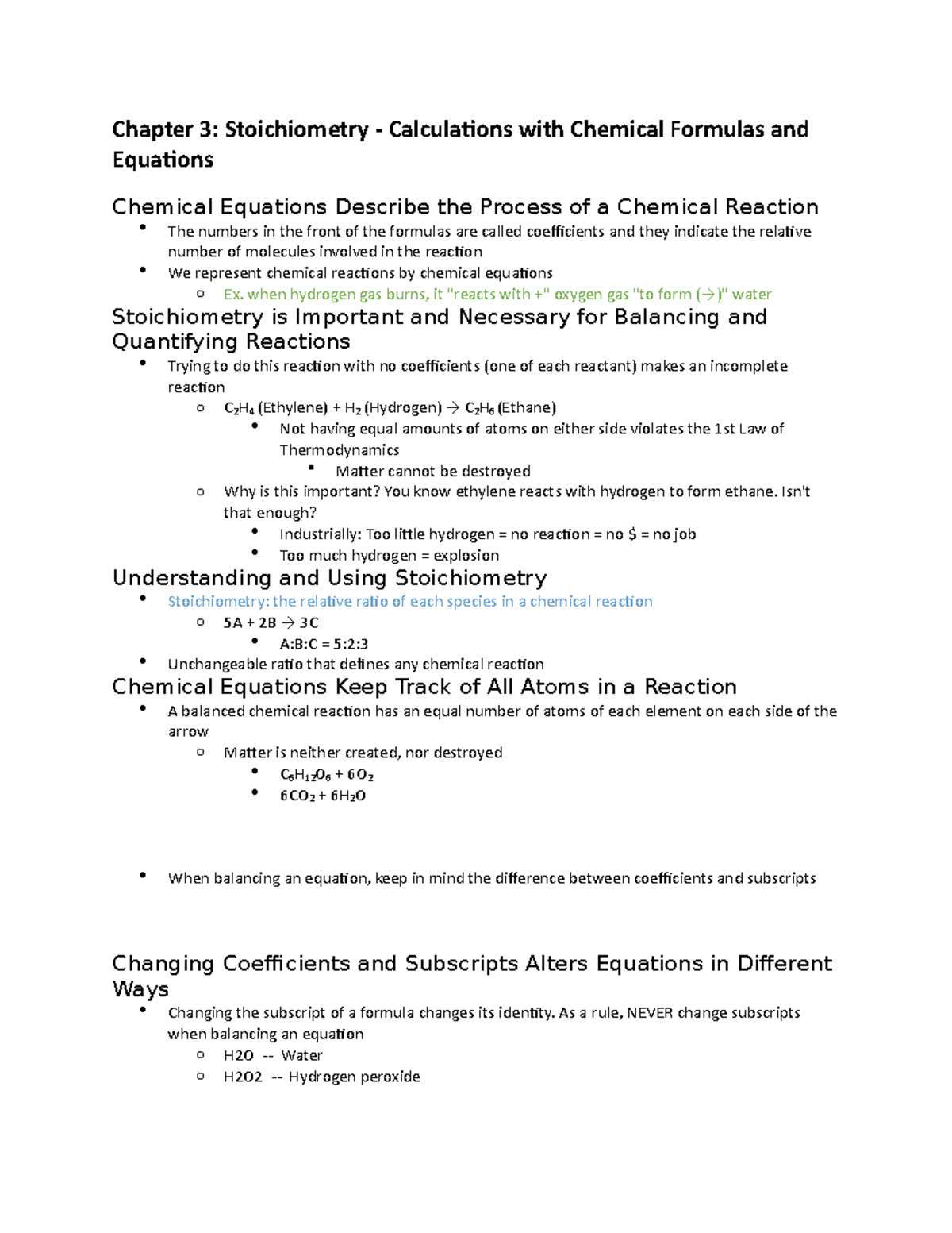 Chem Chapter 3 - Chemistry 3.1: Stoichiometry - Calculations With ...