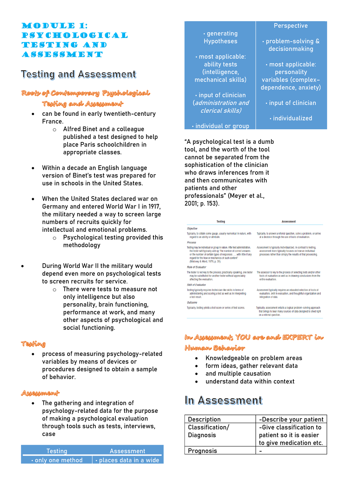 Module 1 Psychological Testing And Assessment (Psychological Assessment ...