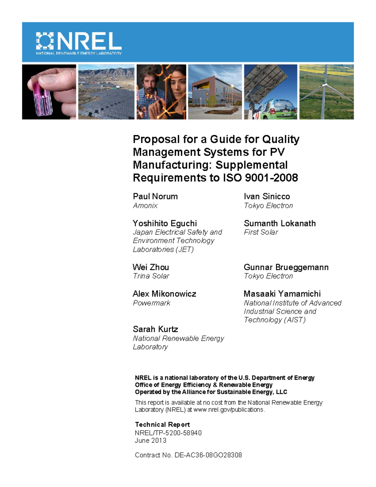 Example Proposal 2 - NREL is a national laboratory of the U. Department ...