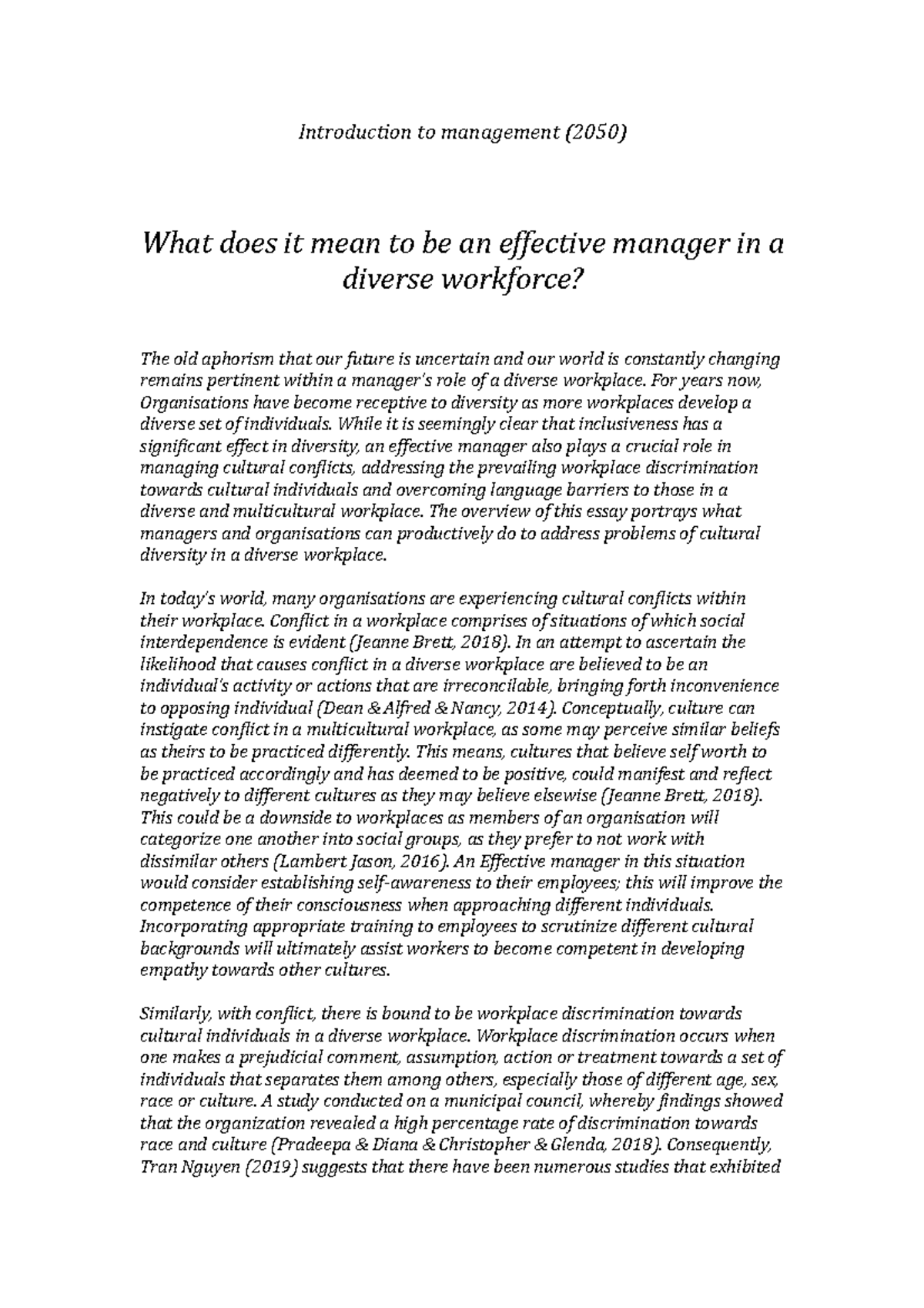 What does it mean to be an effective manager in a diverse workplace