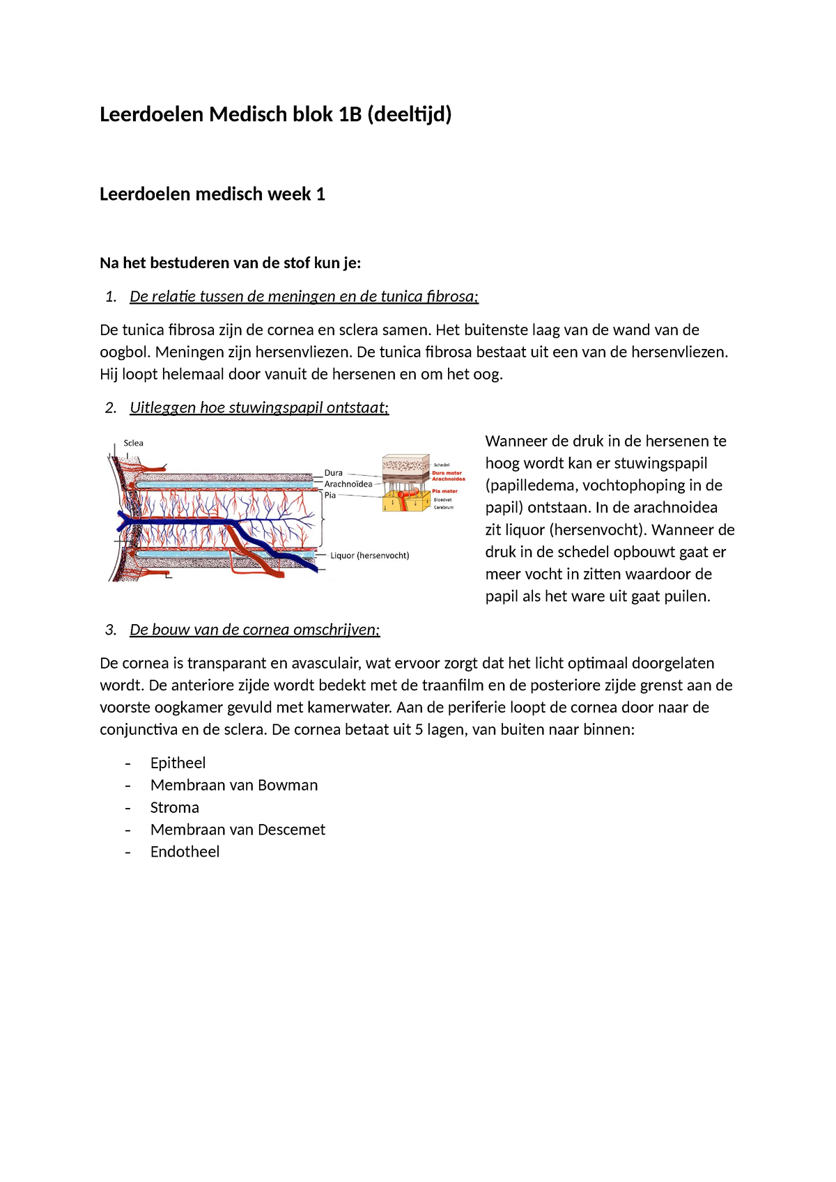 Leerdoelen Medisch Blok 1B Week 1 - Leerdoelen Medisch Blok 1B ...