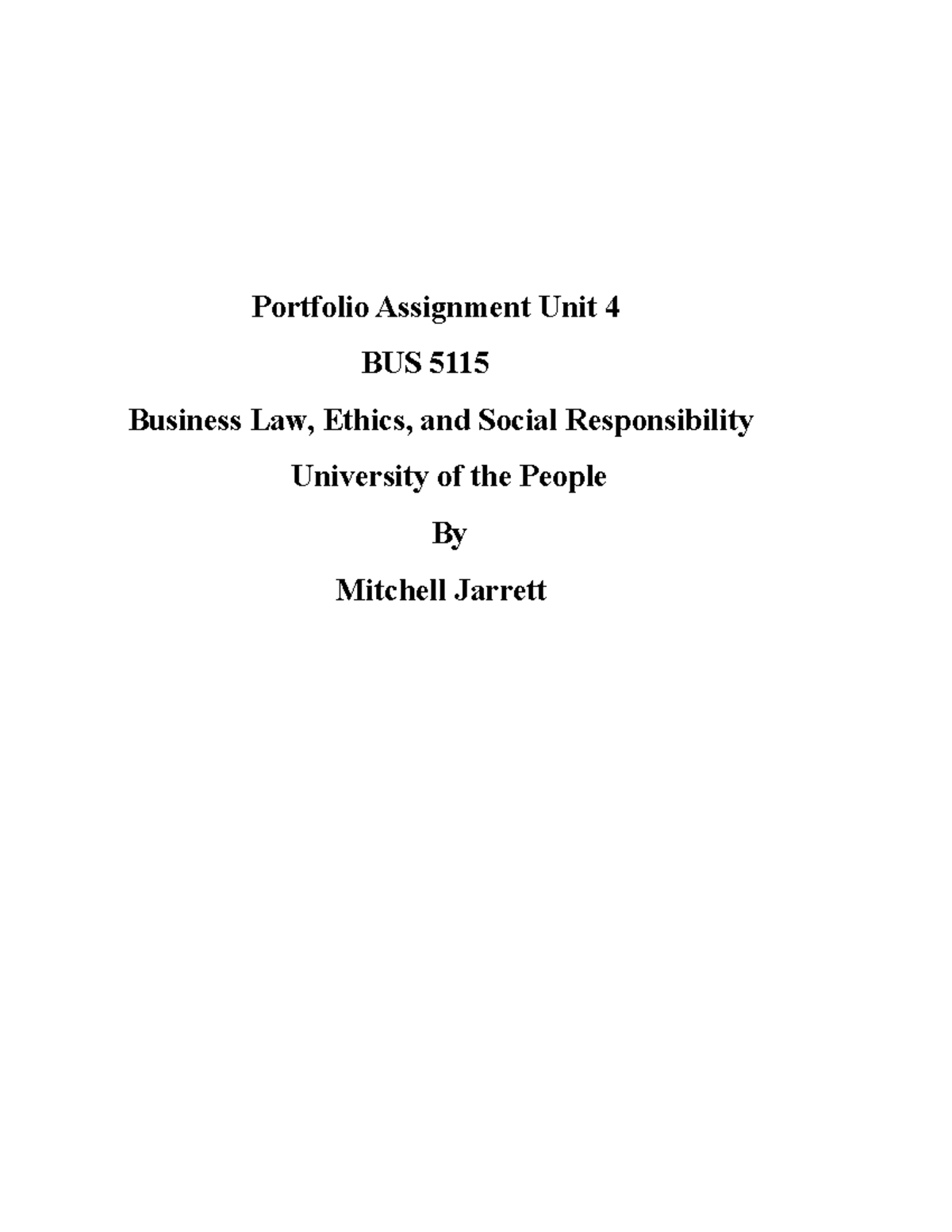 Portfolio Assignment Unit 4 - Exhibits A:- Restaurant’s loan: Owners of ...