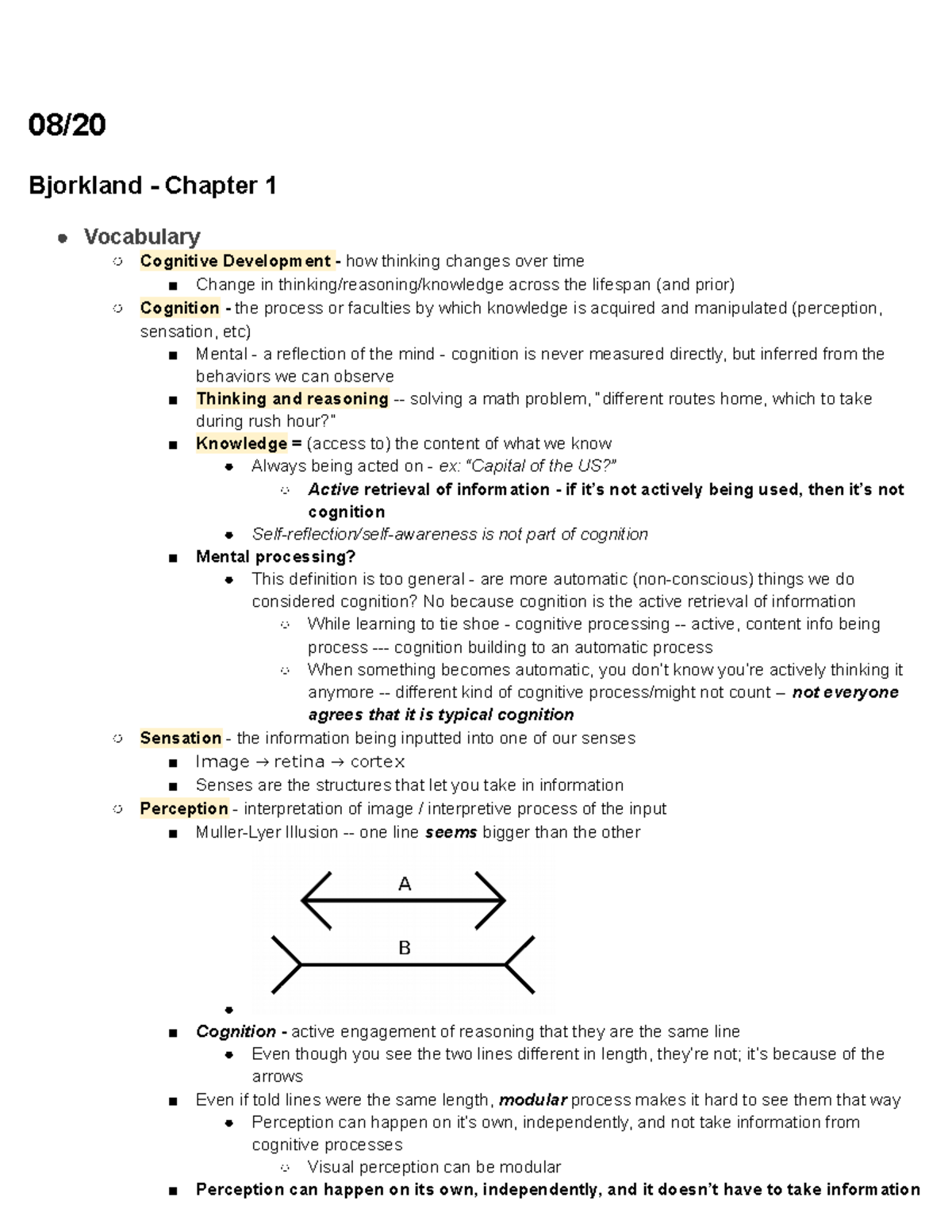 PSYC 310 - Lourenco - 08/ Bjorkland - Chapter 1 Vocabulary Cognitive ...