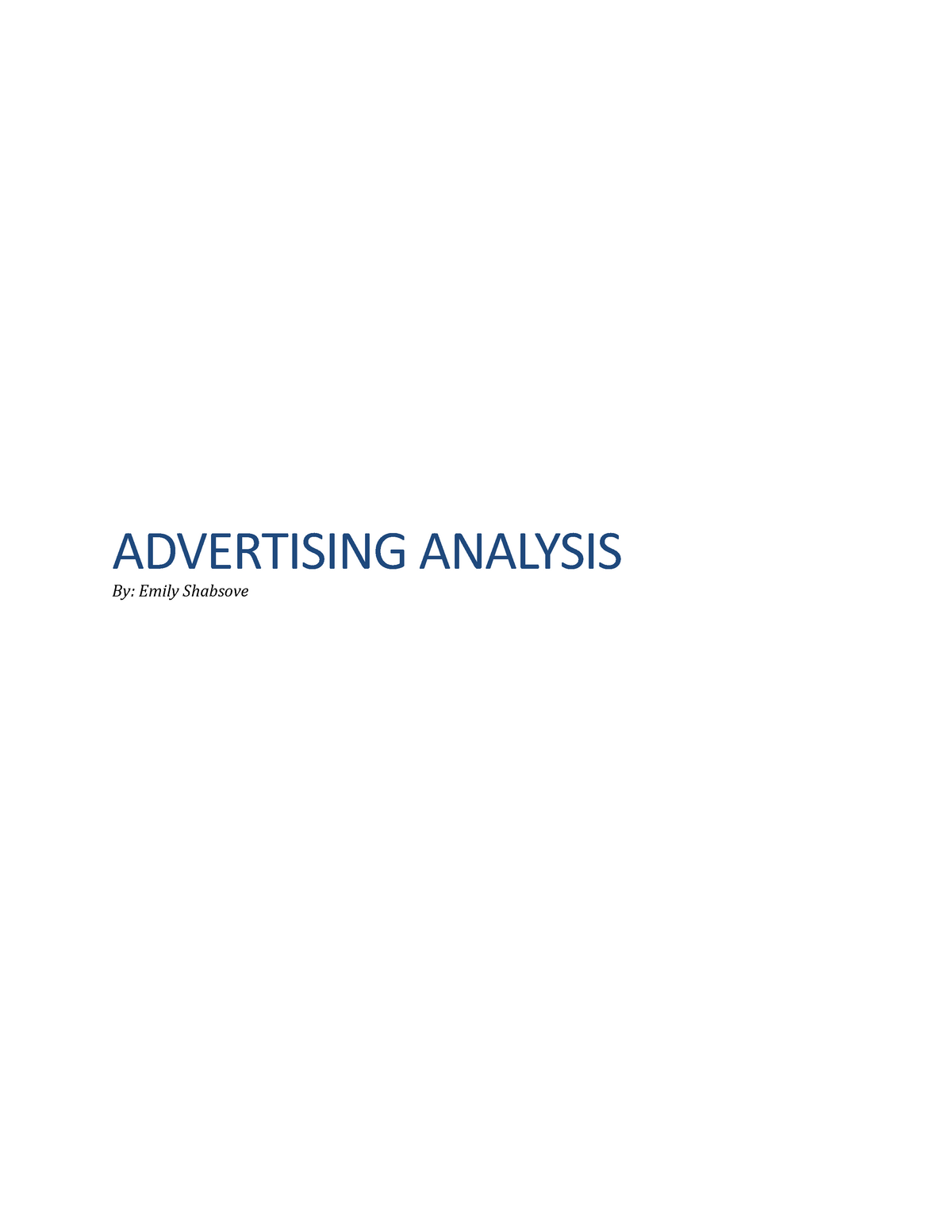 advertising analysis assignment