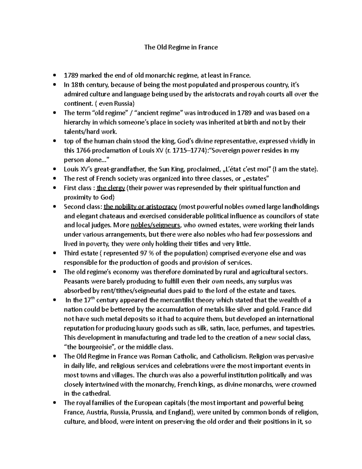 The Old Regime in France A Concise History of Modern Europe The Old