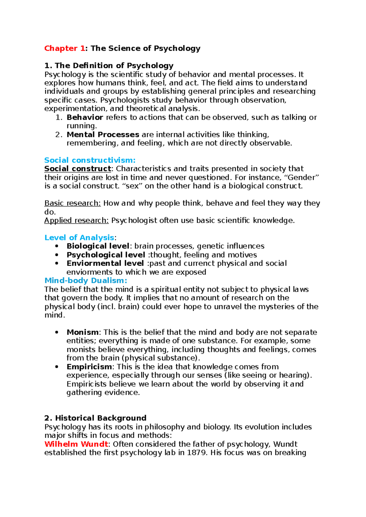Chapter 1 & 2 - kapitel 1 och 2 - Chapter 1: The Science of Psychology ...