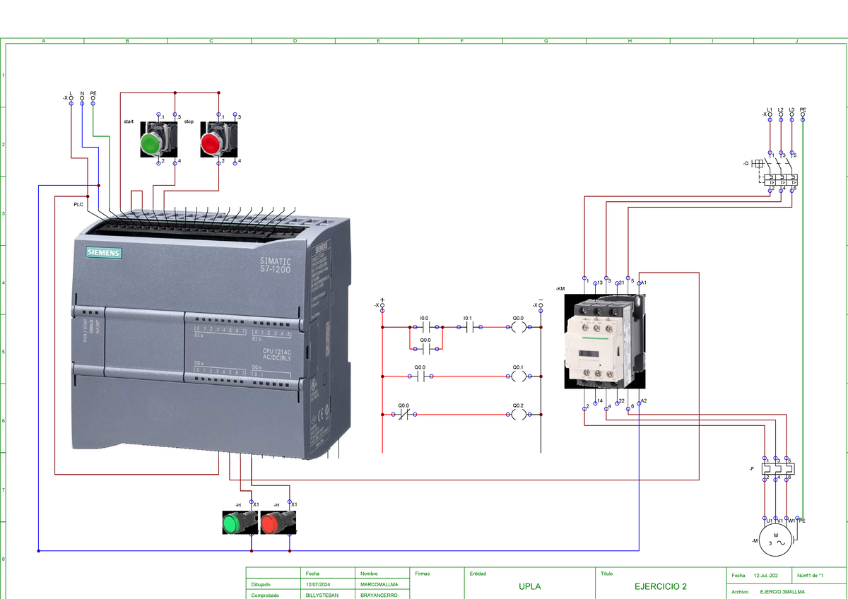 Ejercicio 2sem15 - ESQUEMA ELECTRICO CON PLC LOGO - A B C D E F G H I J ...
