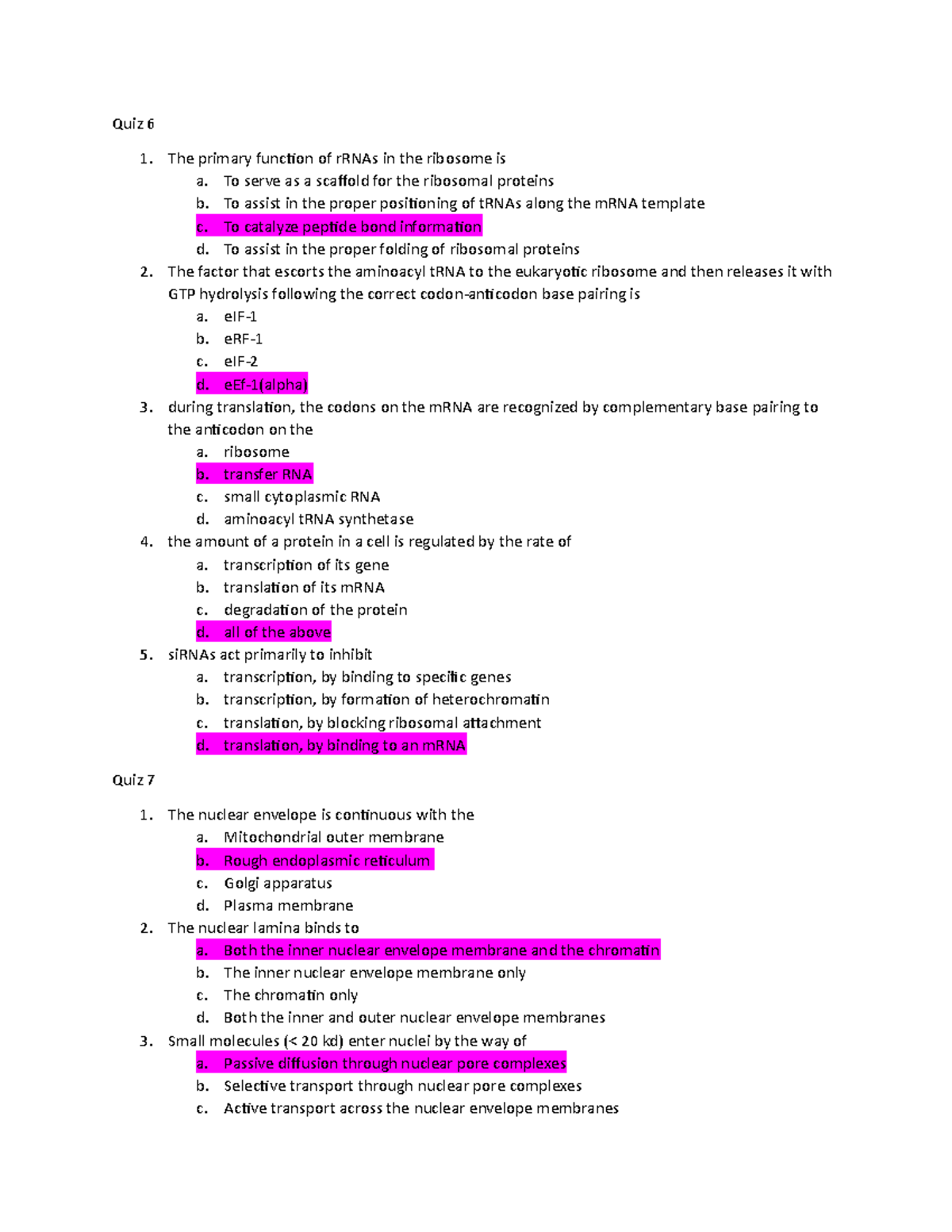 exam-3-study-guide-quiz-6-the-primary-function-of-rrnas-in-the