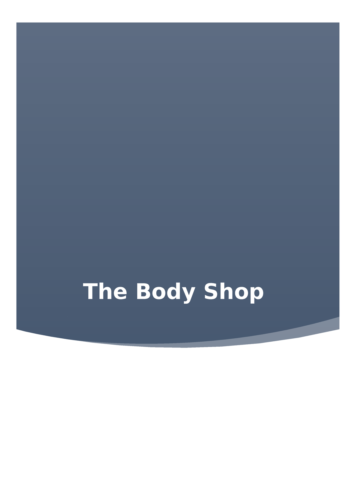 the body shop assignment