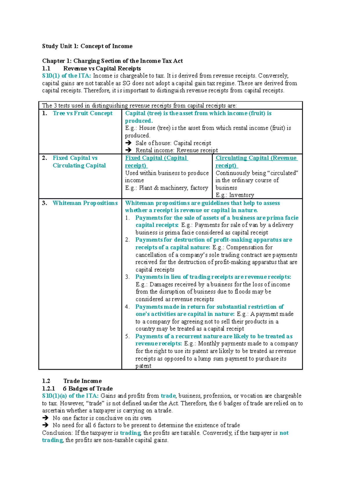 ACC307 final notes - NIL - Study Unit 1: Concept of Income Chapter 1 ...