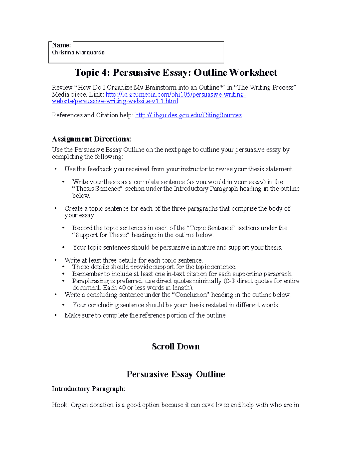 topic 4 persuasive essay outline worksheet