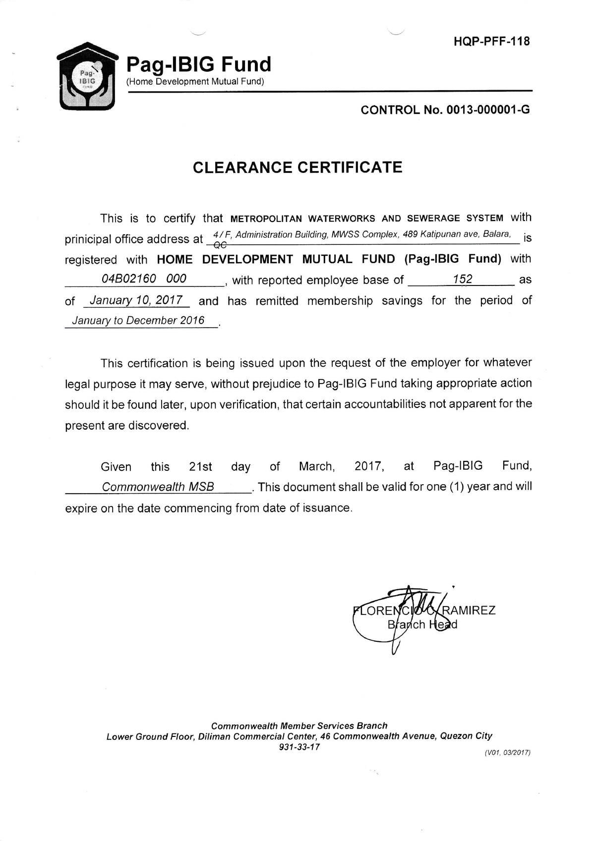 Pagibig-Clearance-Certificate - Pag-lBlG Fund (Home Development Mutual ...