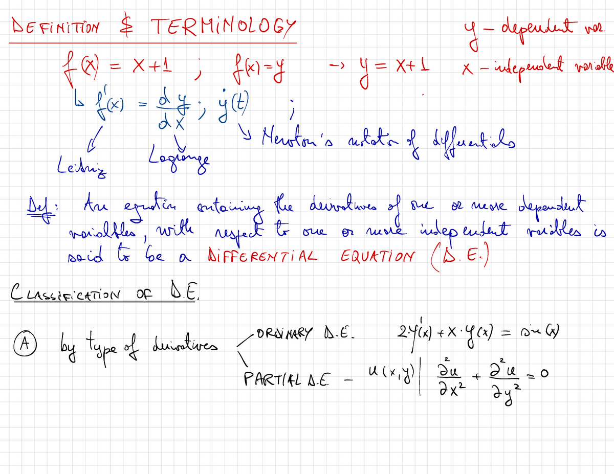 Lecture 01 for applied ordinary differential eq - DEFINITION ...