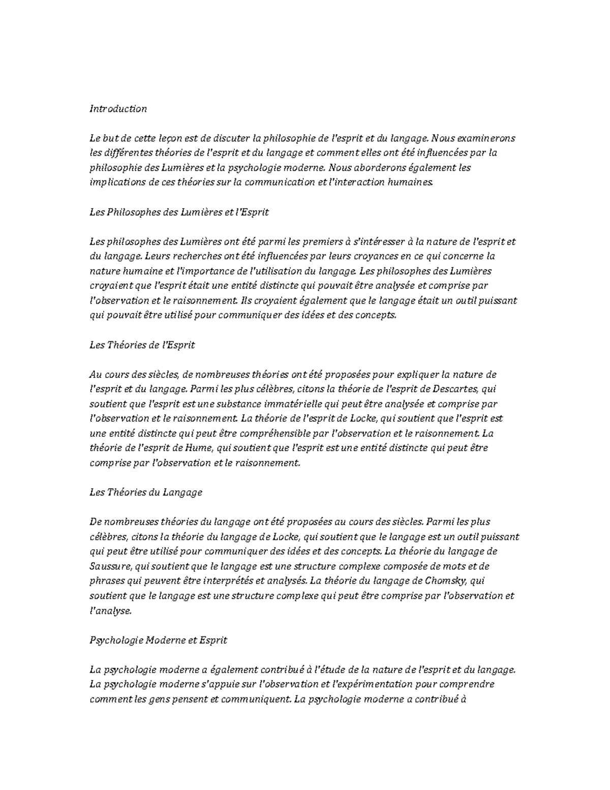 The Philosophy of Mind and Language Notes de cours - Introduction Le ...